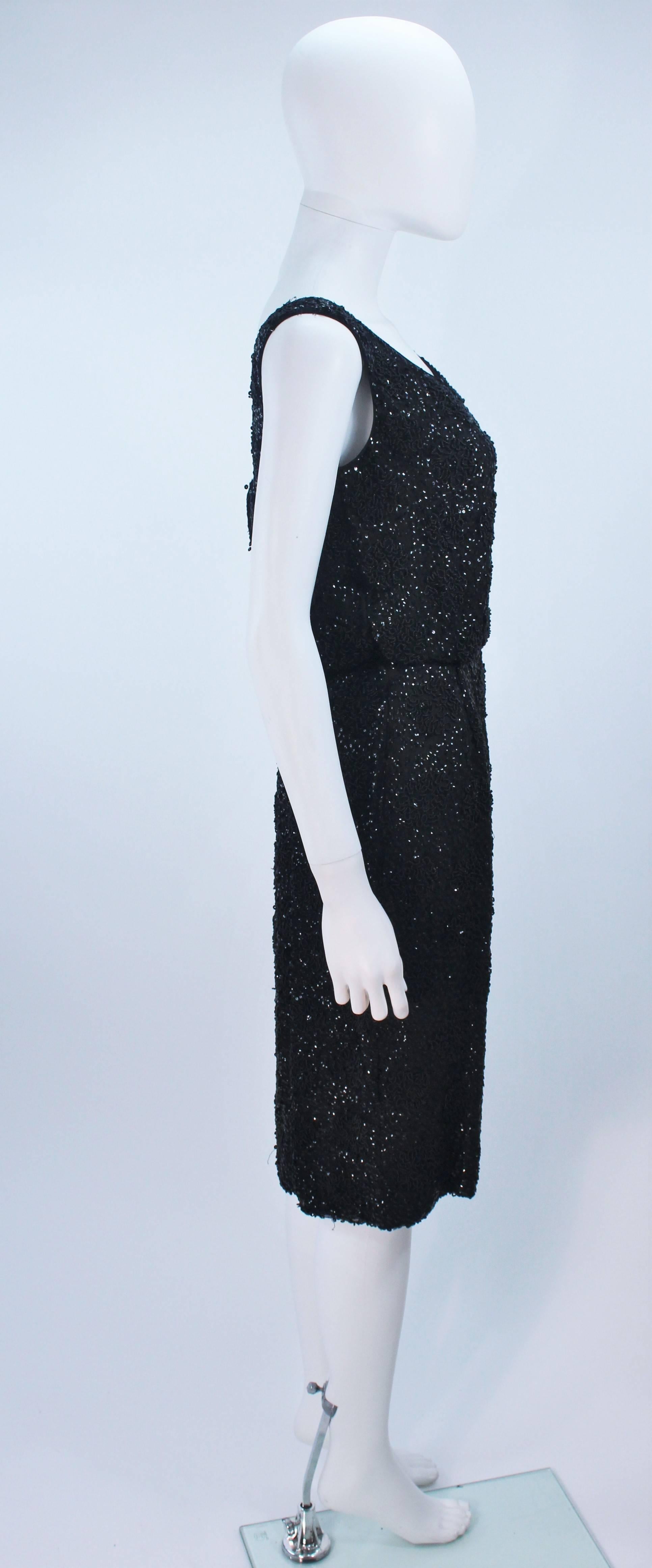 1960's Black Silk Chiffon Beaded Cocktail Dress Size 4 For Sale 3