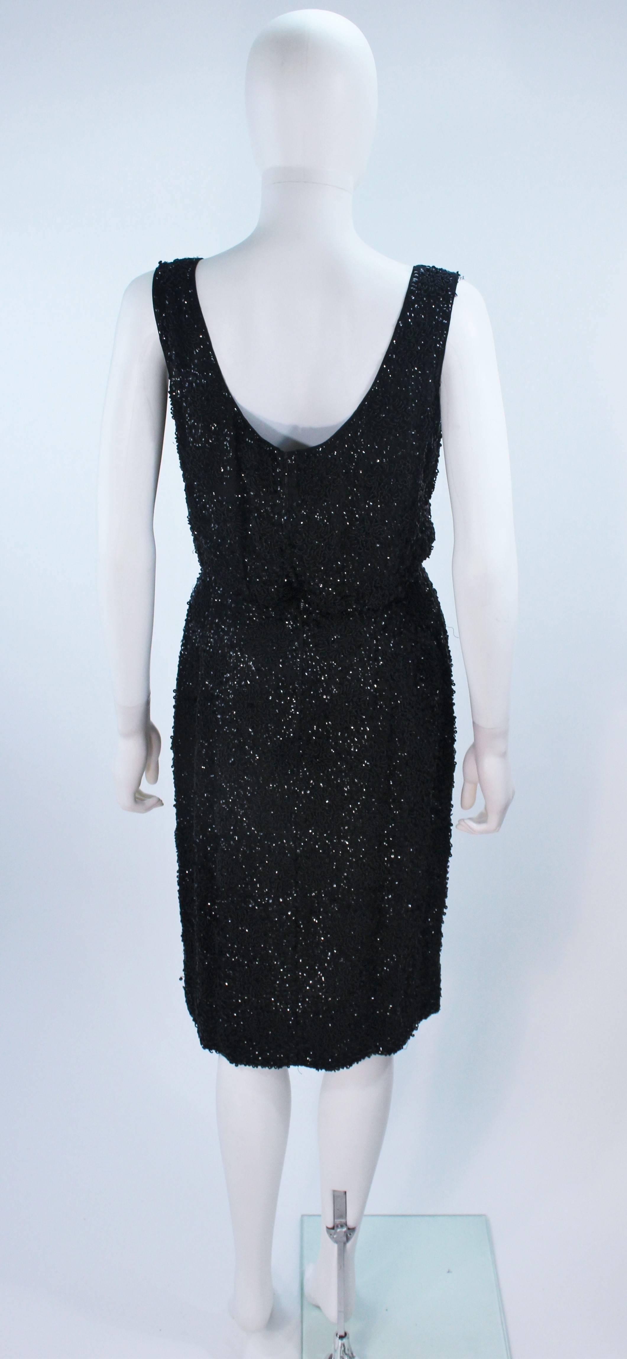 1960's Black Silk Chiffon Beaded Cocktail Dress Size 4 For Sale 4