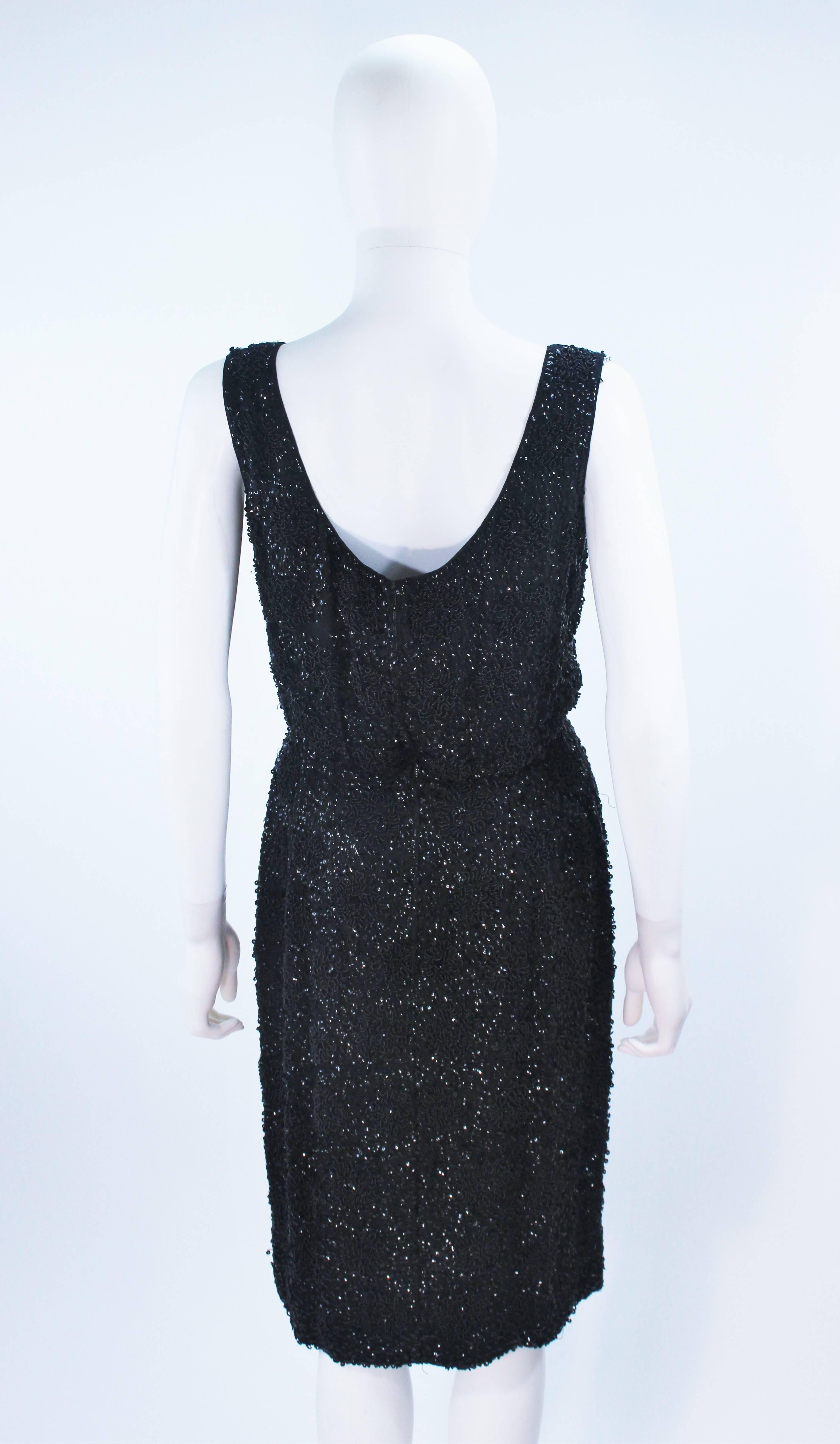 1960's Black Silk Chiffon Beaded Cocktail Dress Size 4 For Sale 5