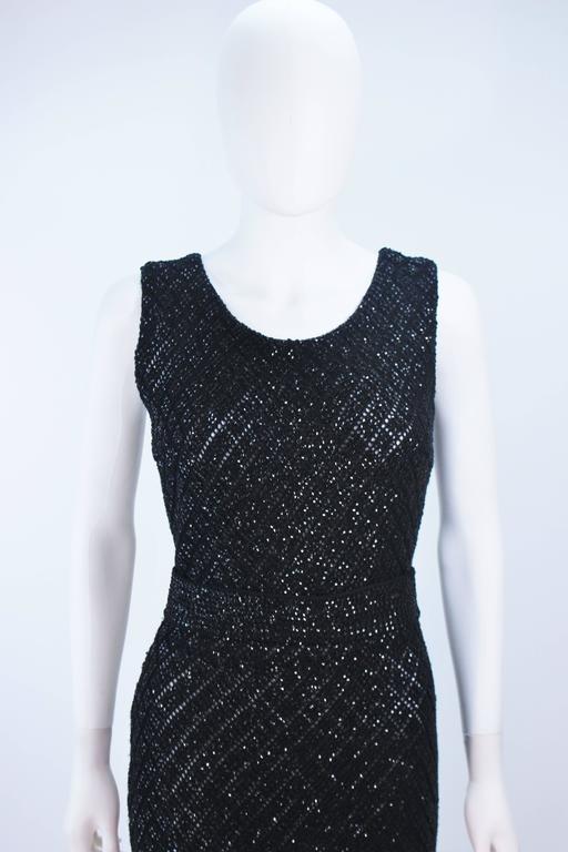 1960's Embellished Black Wool Knit Cocktail Dress with Diamond Pattern ...
