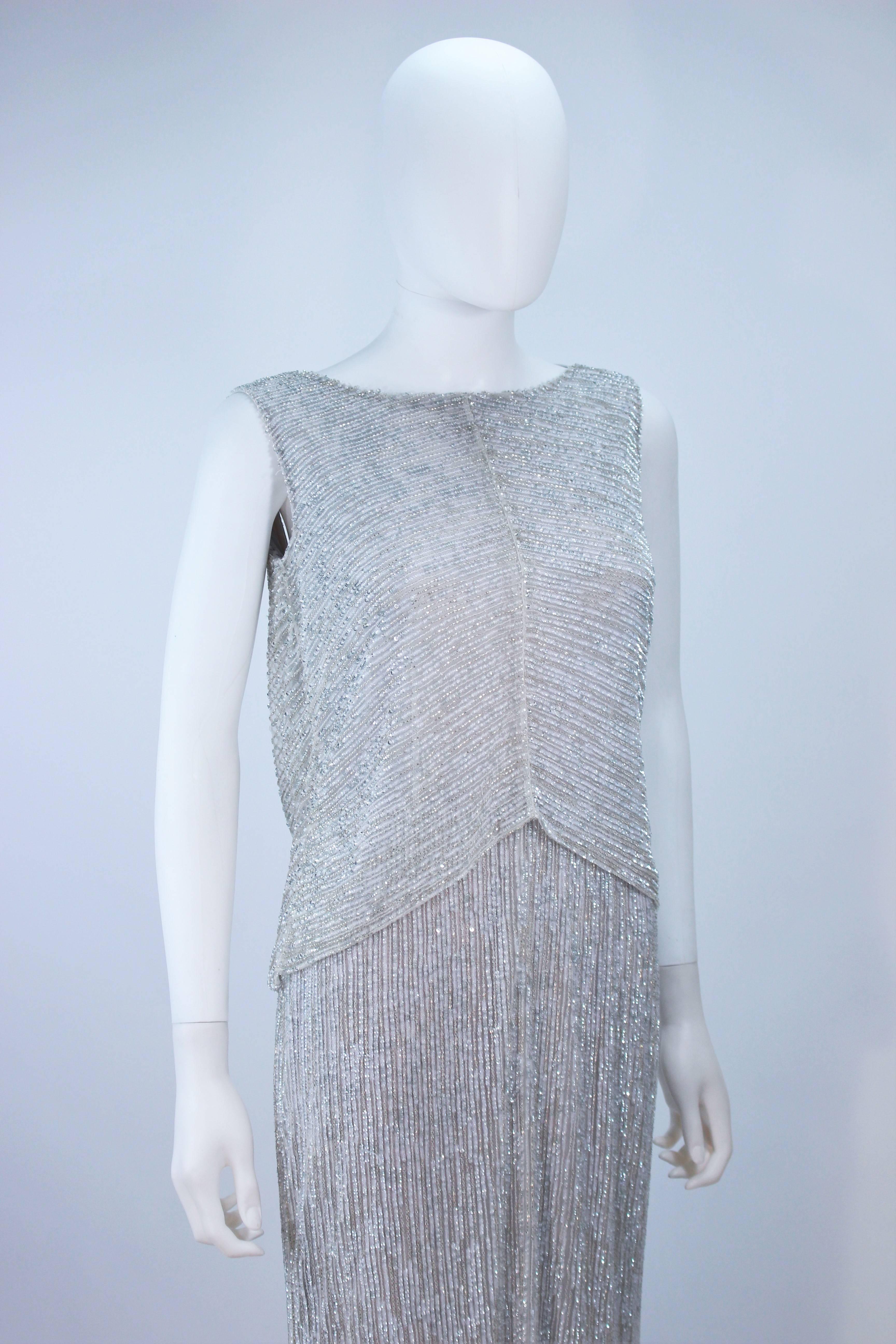 ESCADA Silver Beaded Gown with Draped Back Size 36 3
