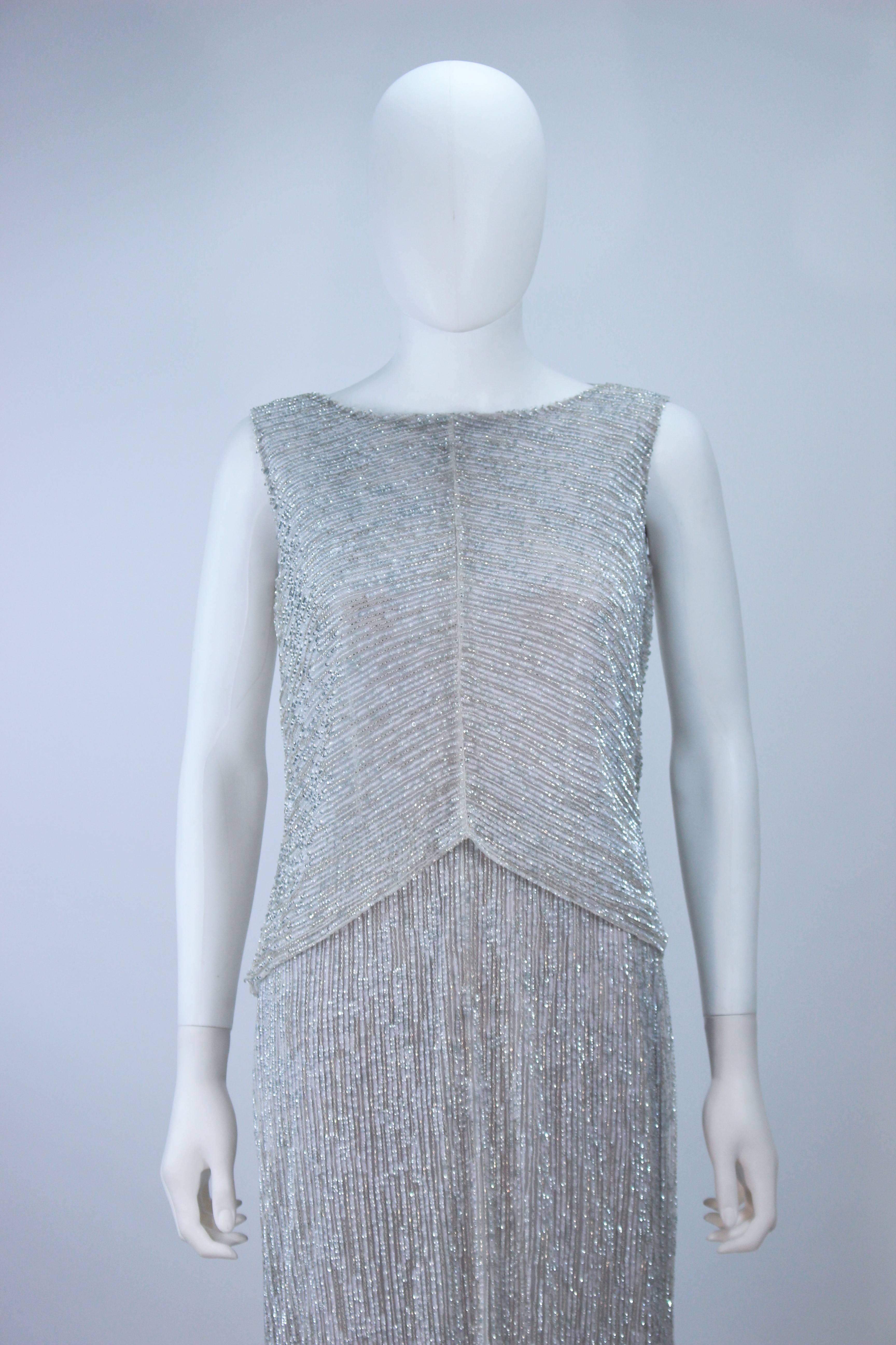Women's ESCADA Silver Beaded Gown with Draped Back Size 36