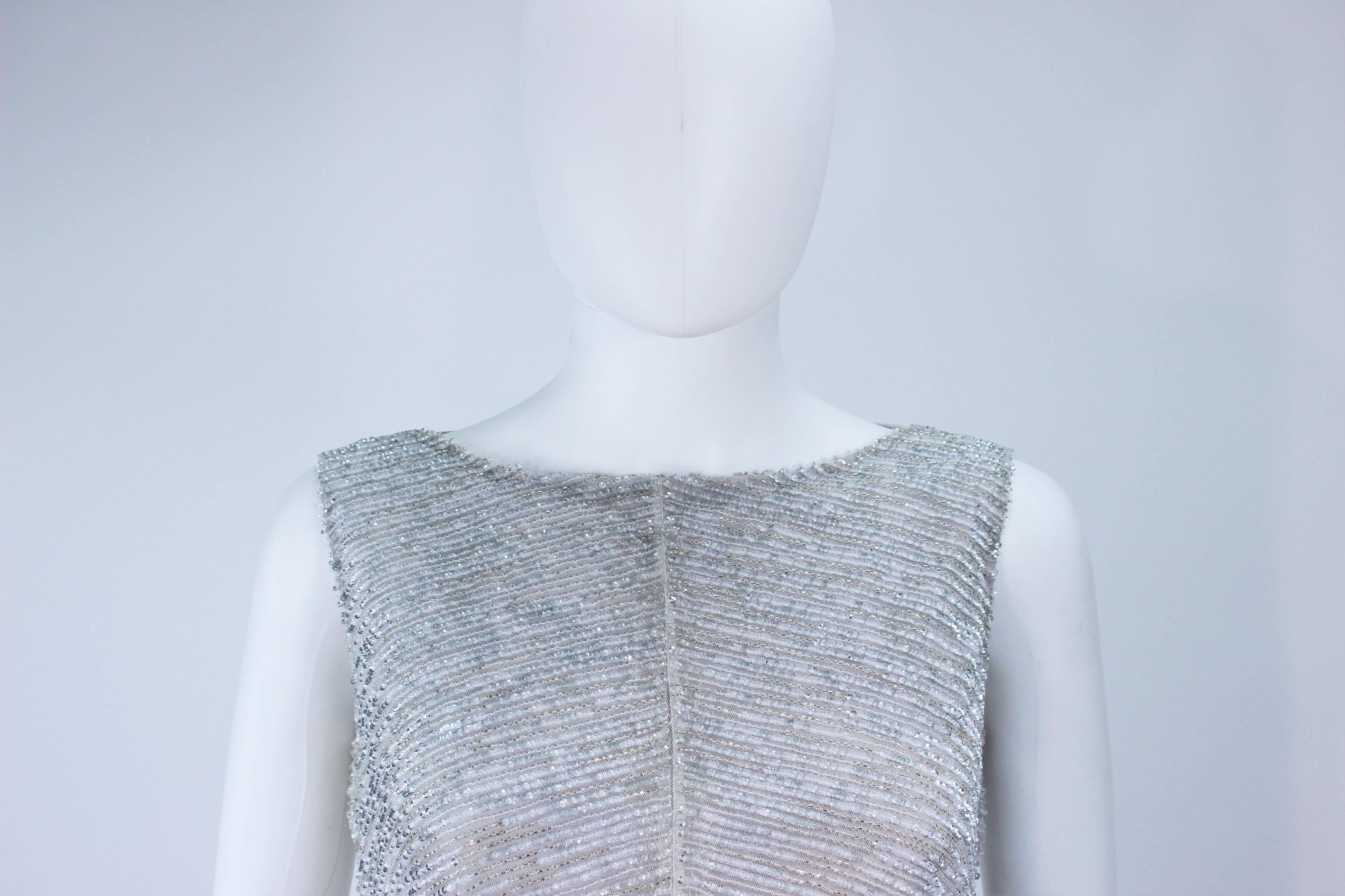 ESCADA Silver Beaded Gown with Draped Back Size 36 1