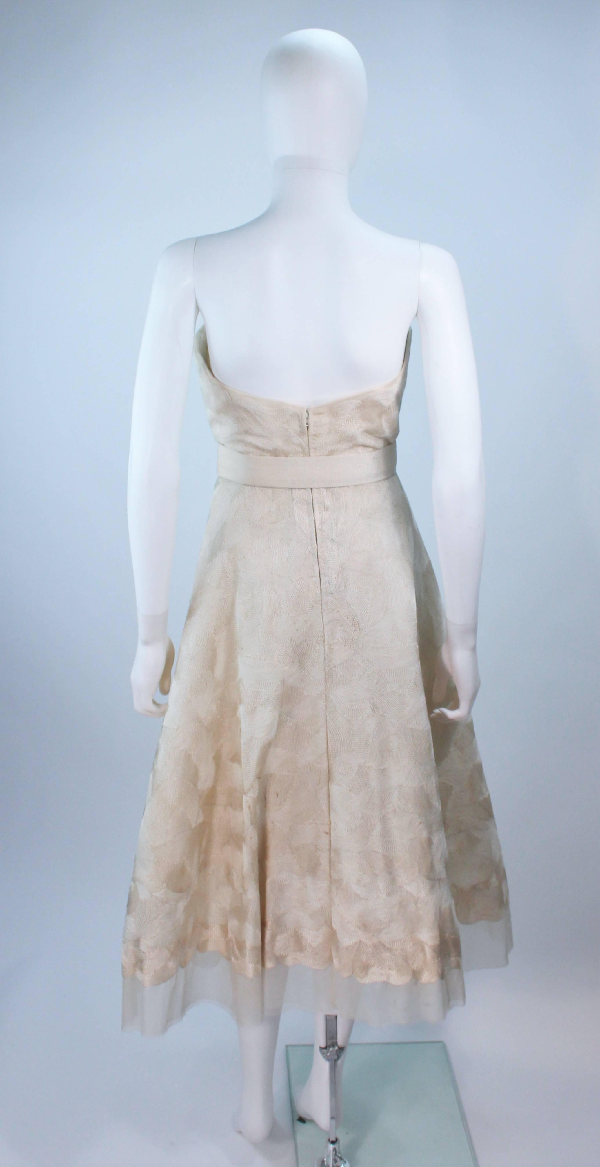 Gray ELIZABETH MASON COUTURE Ivory Silk Cocktail Dress and Bolero Made to Order For Sale