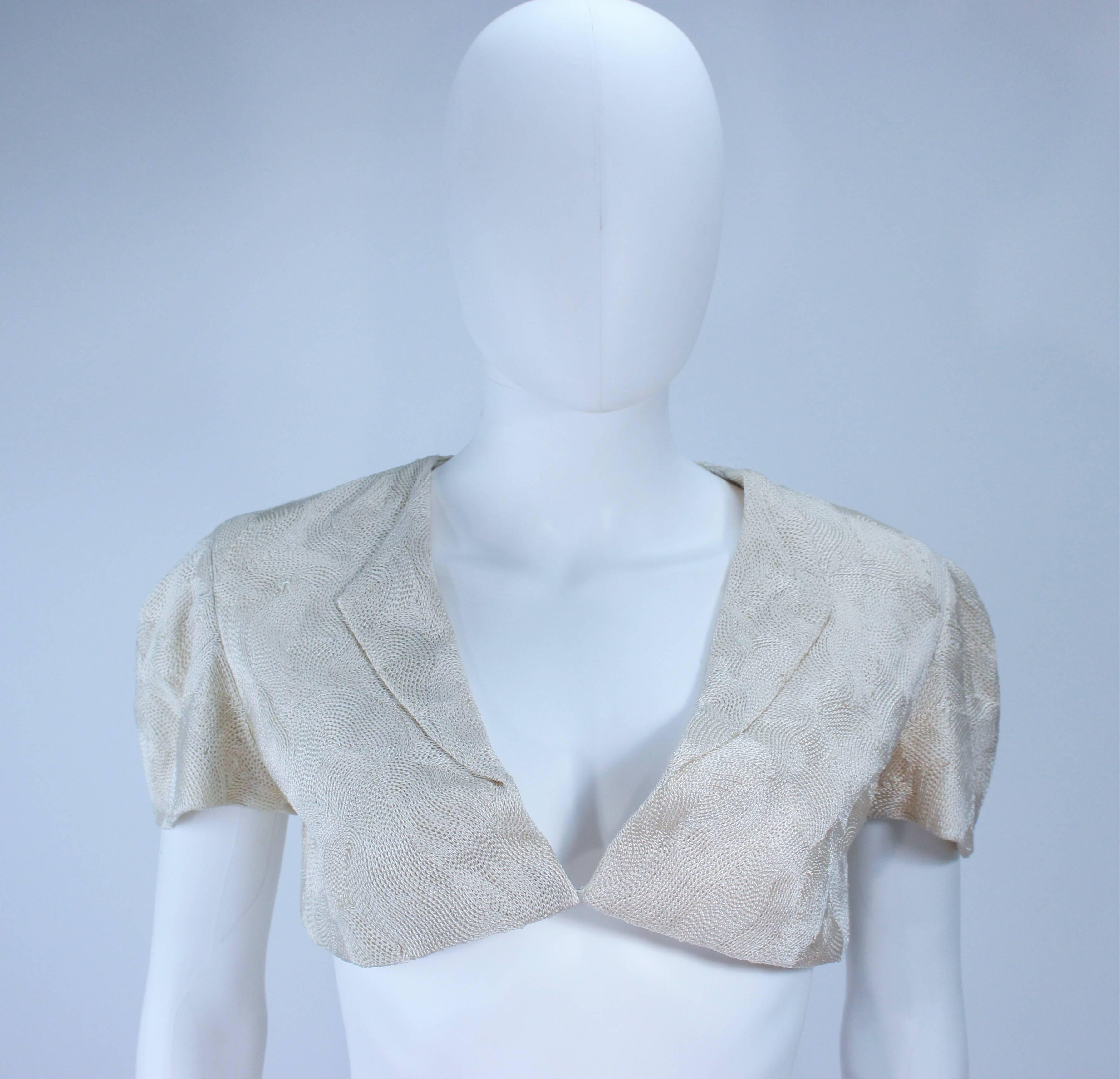 Women's ELIZABETH MASON COUTURE Ivory Silk Cocktail Dress and Bolero Made to Order For Sale