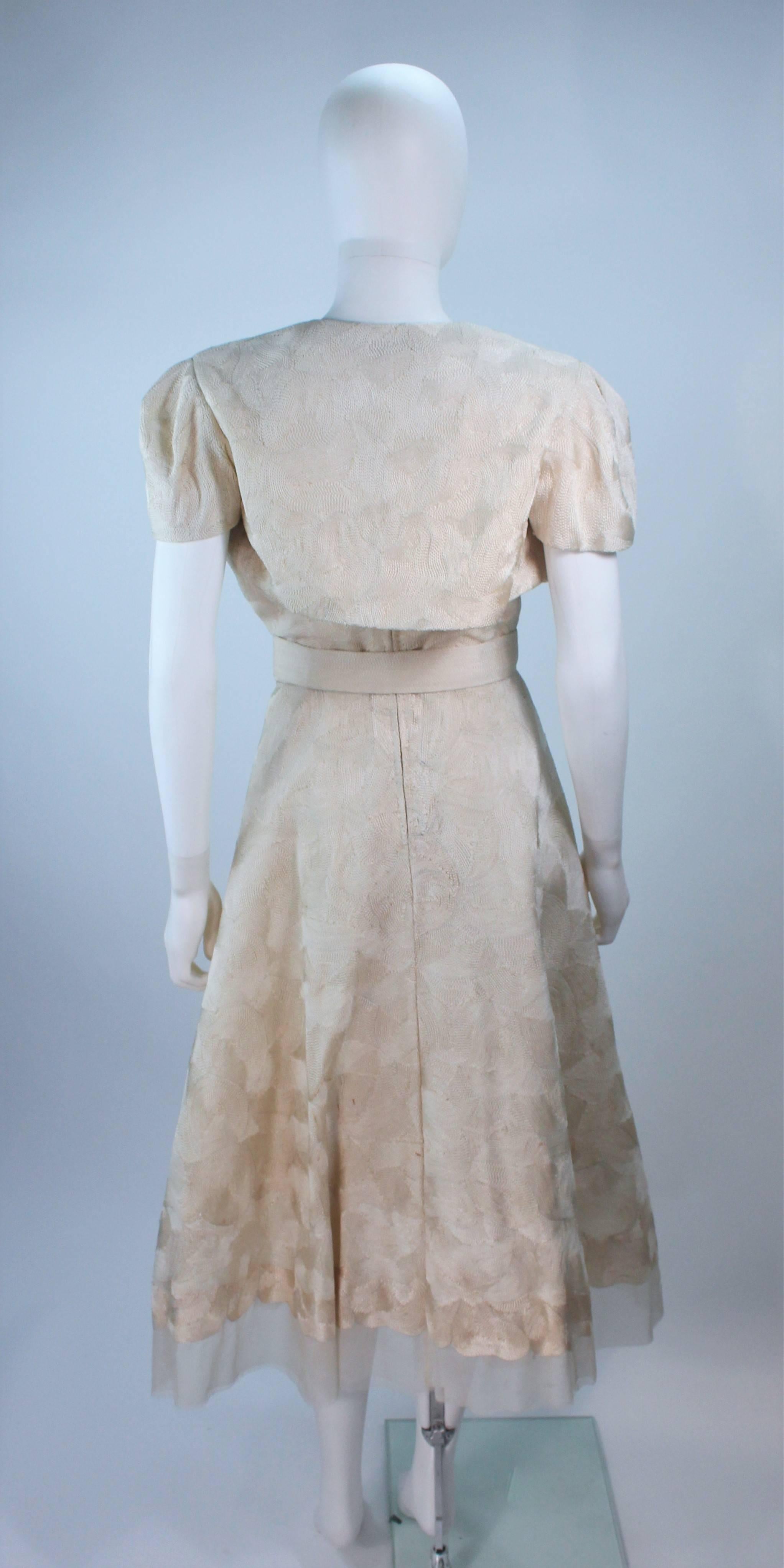 ELIZABETH MASON COUTURE Ivory Silk Cocktail Dress and Bolero Made to Order In New Condition For Sale In Los Angeles, CA