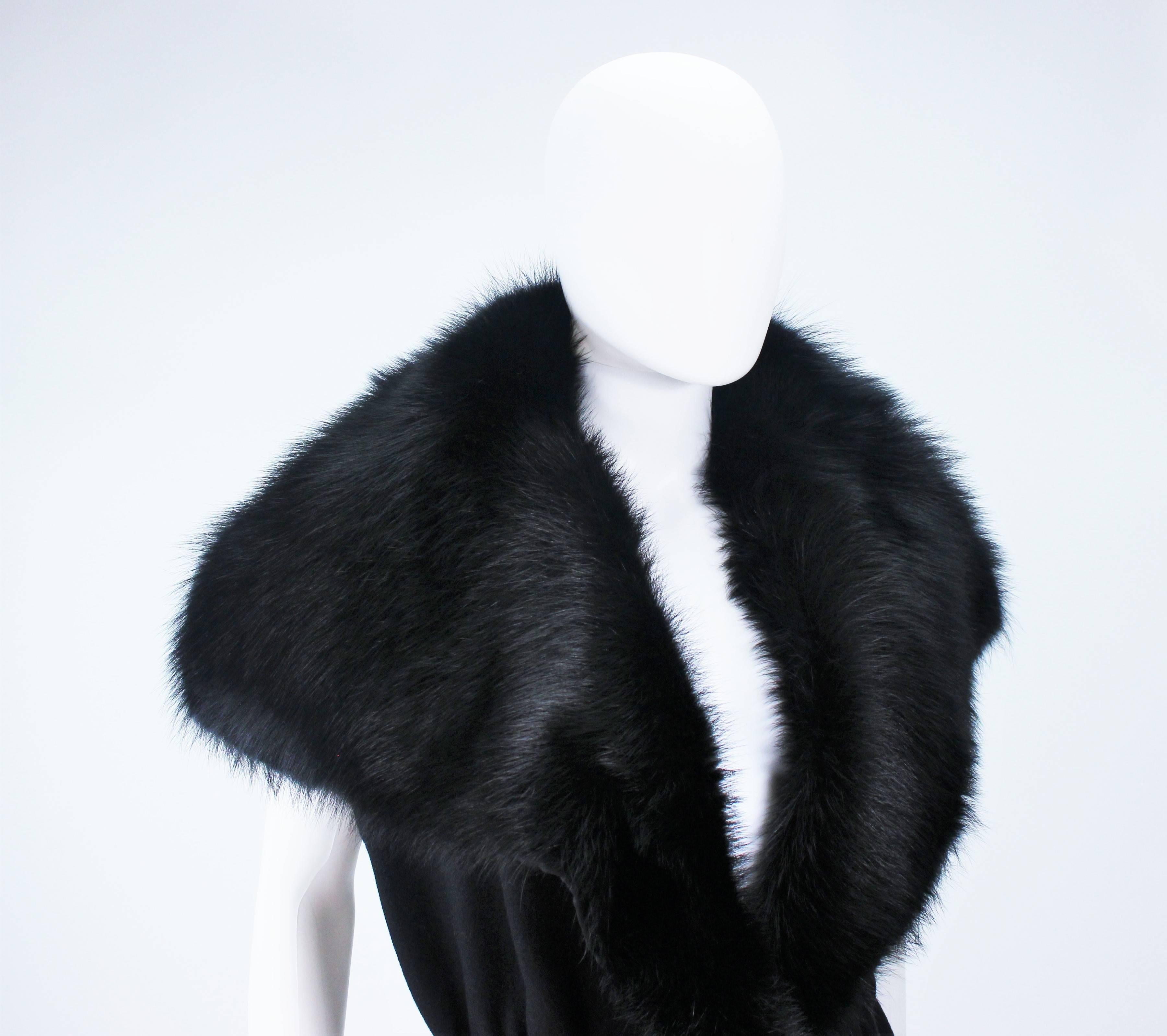 LANVIN Hiver Winter 2009 Black Fisher Fur Collar Wool Fitted Waist Vest Size 38 2