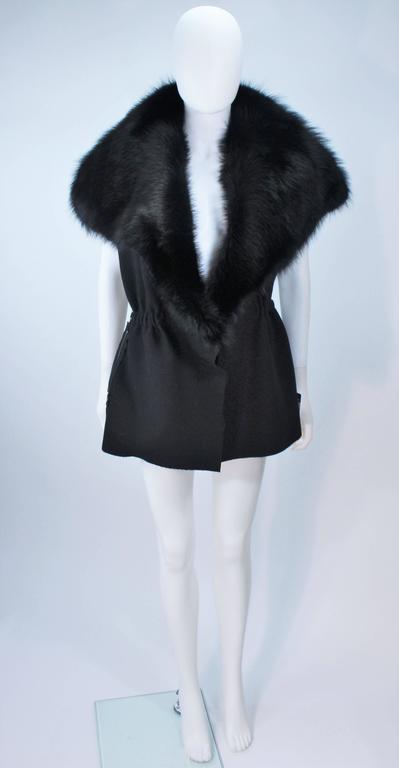 LANVIN Hiver Winter 2009 Black Fisher Fur Collar Wool Fitted Waist Vest ...