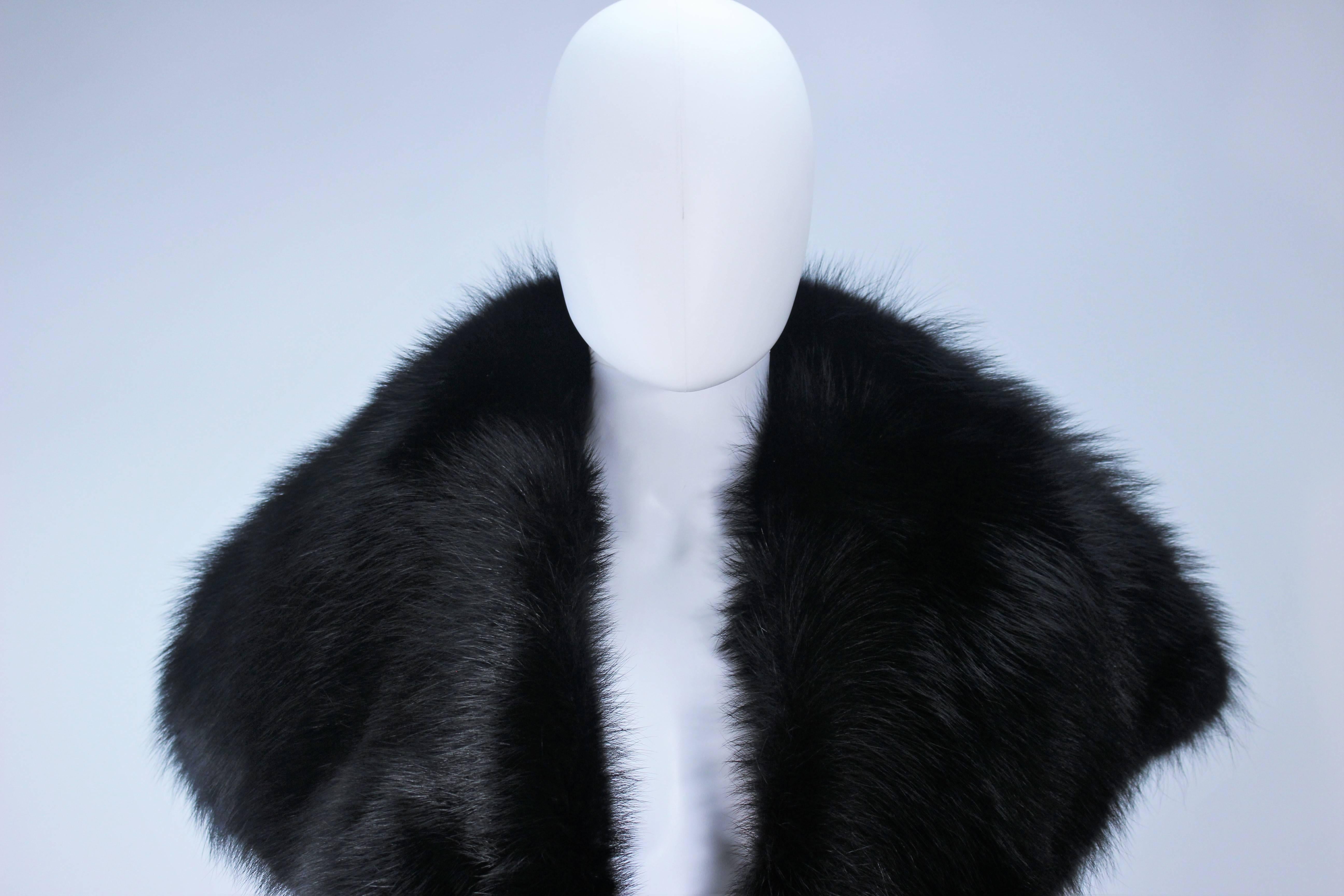 Women's LANVIN Hiver Winter 2009 Black Fisher Fur Collar Wool Fitted Waist Vest Size 38