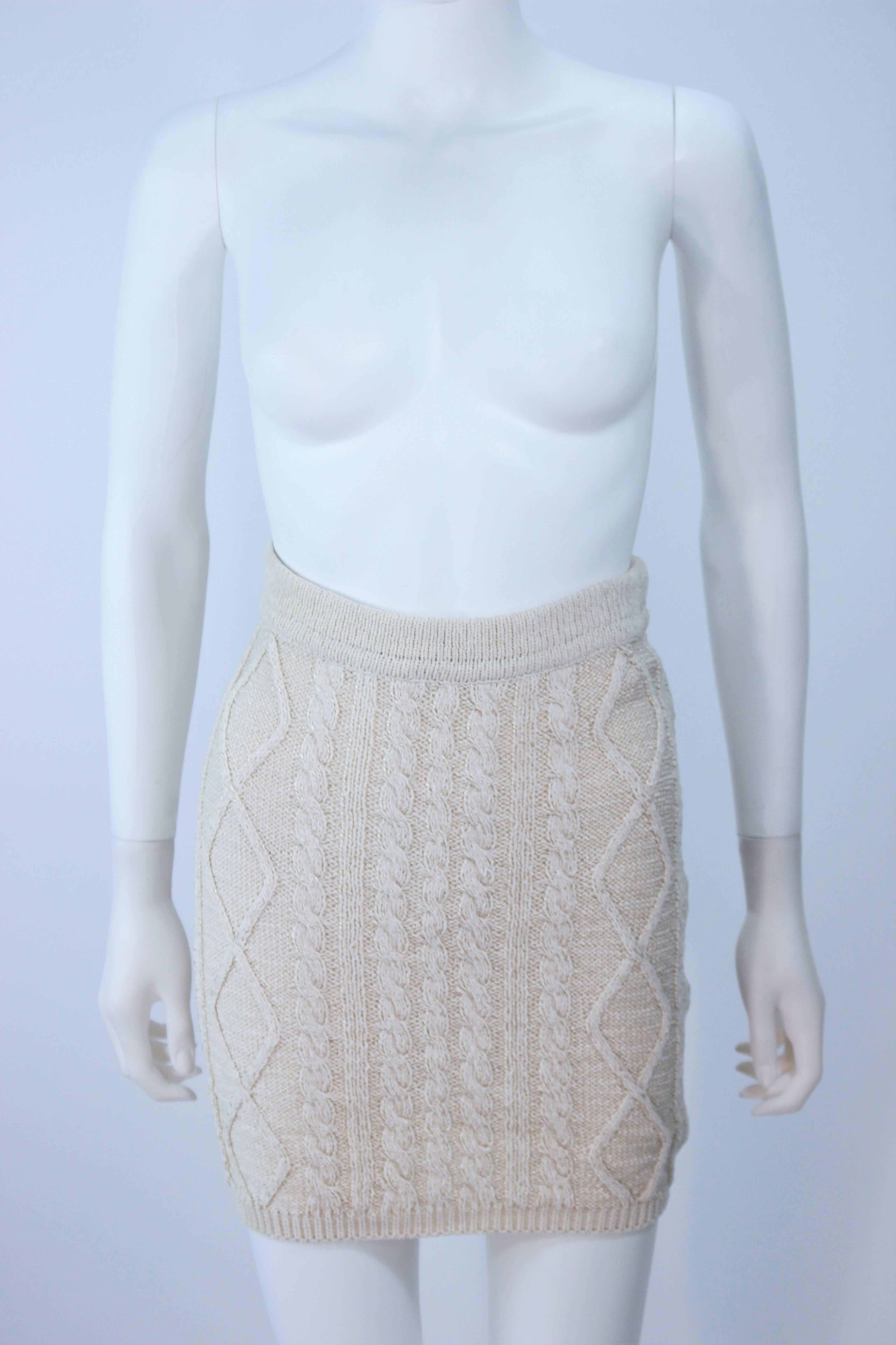 GIANNI VERSACE Cable Knit Set with Pencil Skirt Size 40 42 For Sale 1