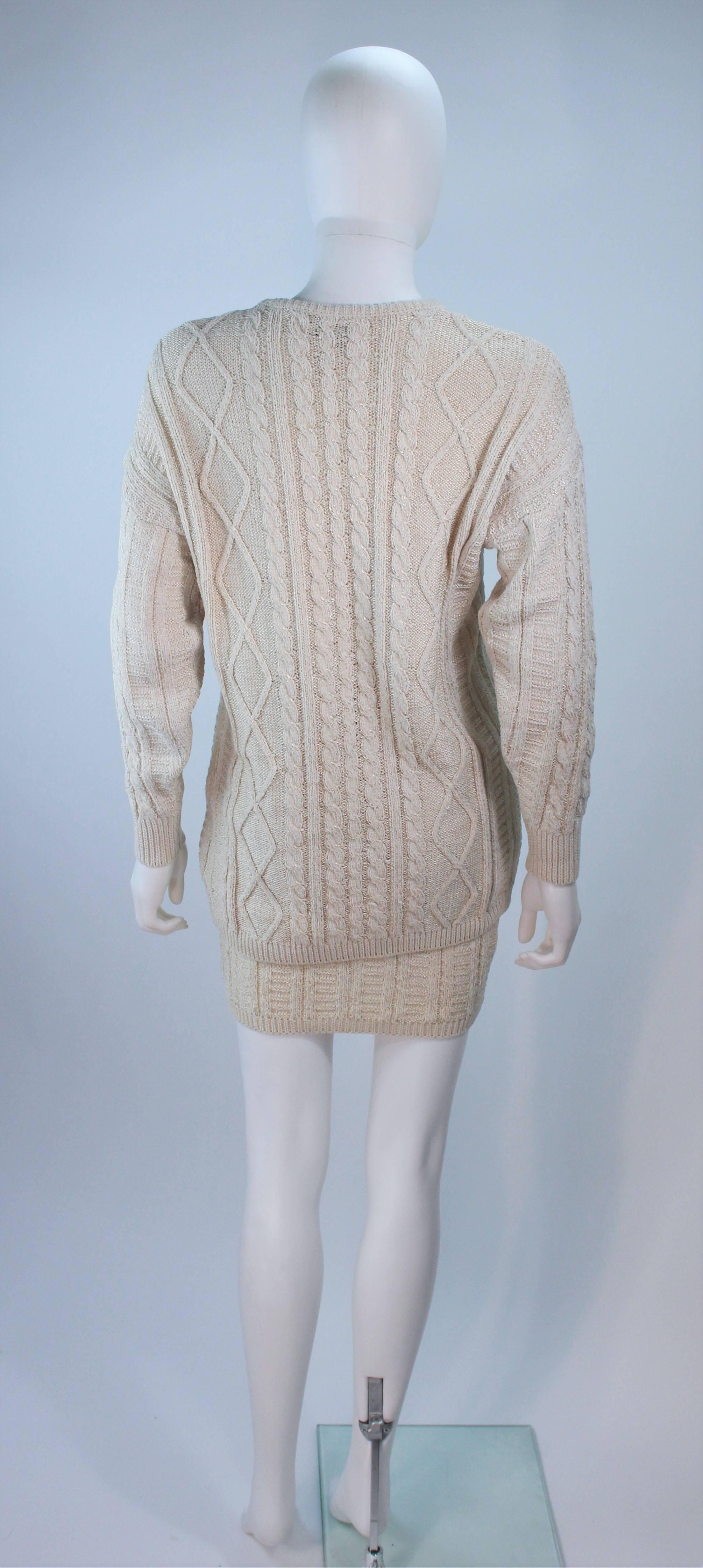 Gray GIANNI VERSACE Cable Knit Set with Pencil Skirt Size 40 42 For Sale