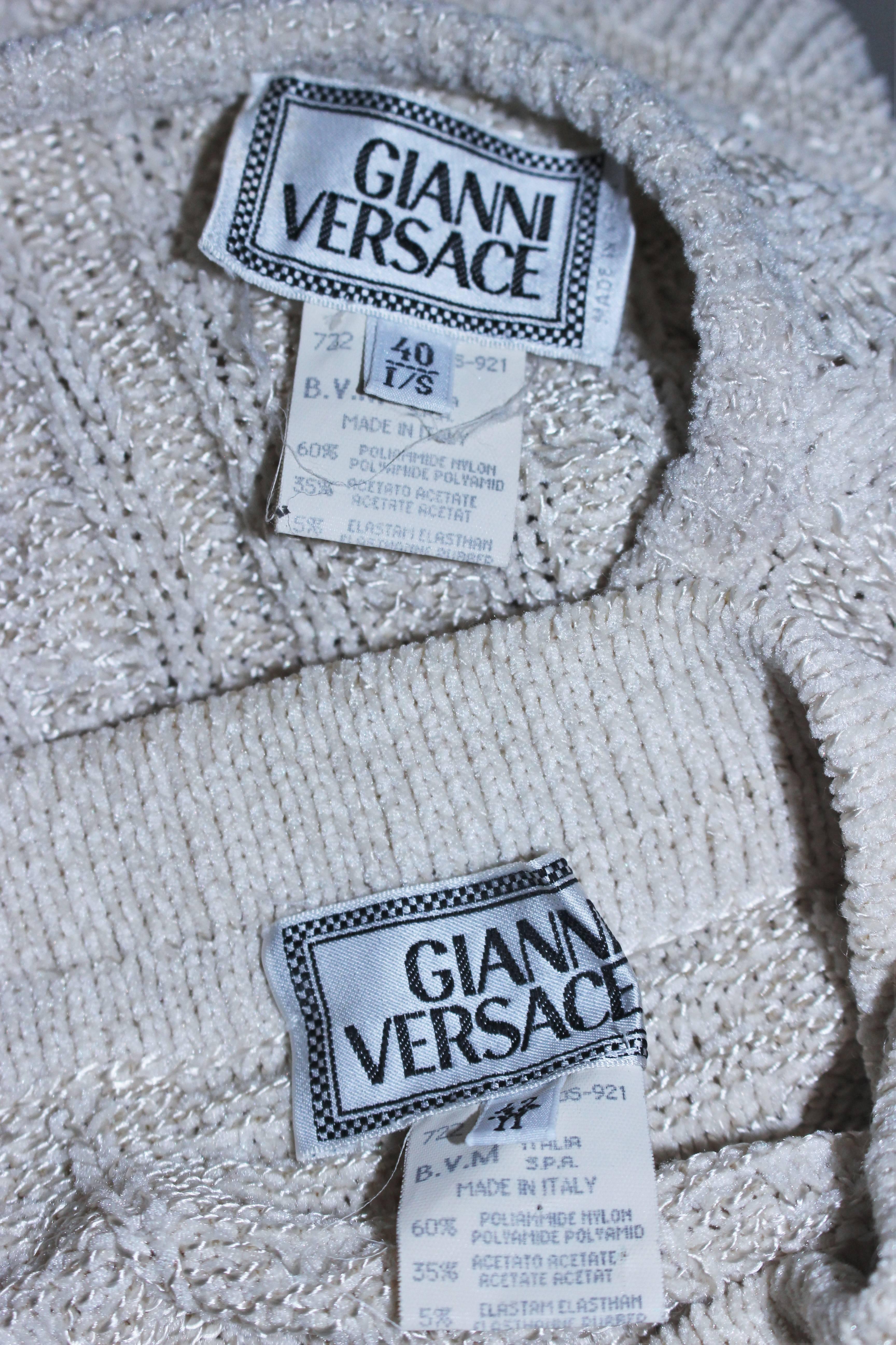 GIANNI VERSACE Cable Knit Set with Pencil Skirt Size 40 42 For Sale 2