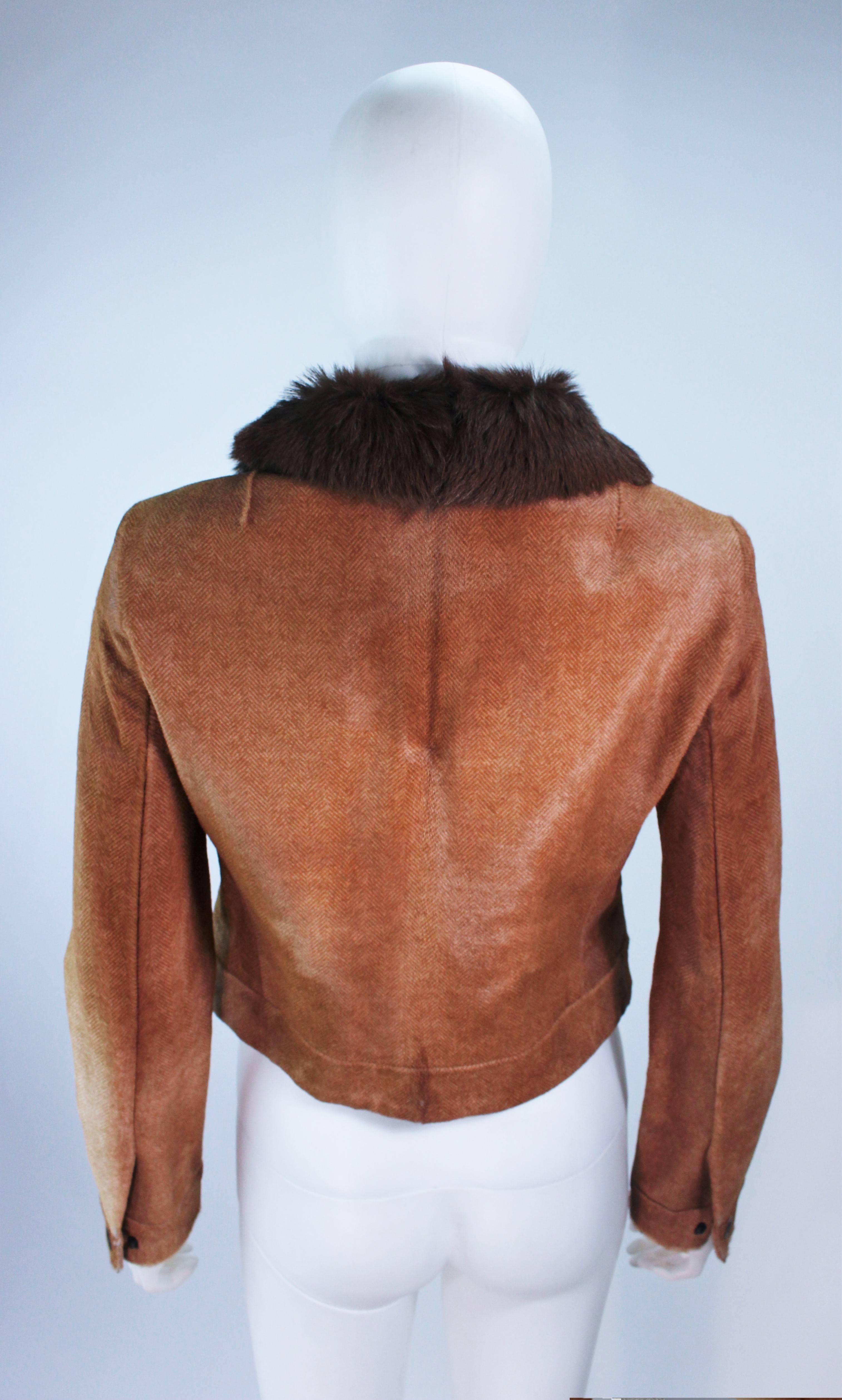 Women's RALPH LAUREN Sheared Chevron Cowhide Jacket Size 2 For Sale