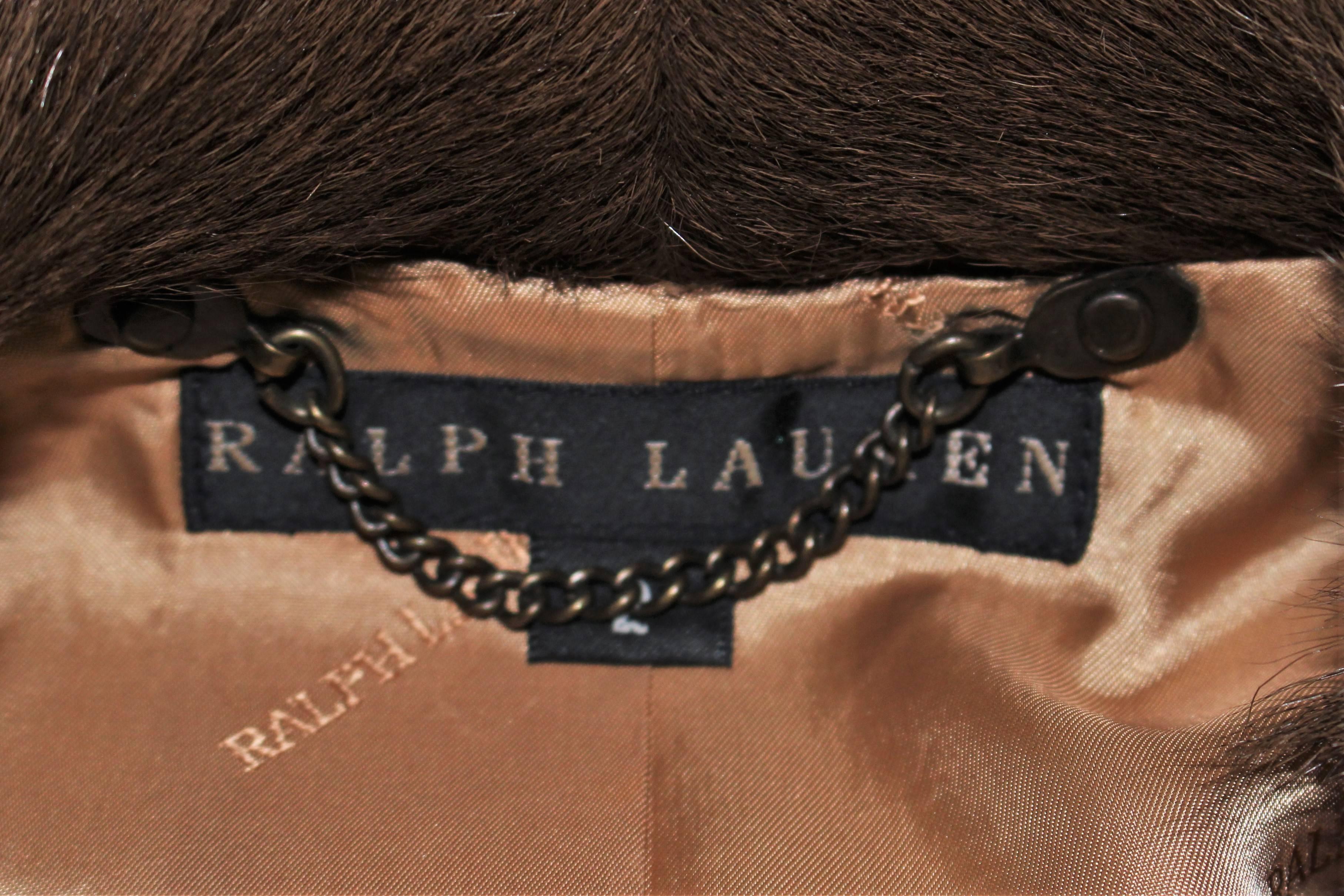 RALPH LAUREN Sheared Chevron Cowhide Jacket Size 2 For Sale 1