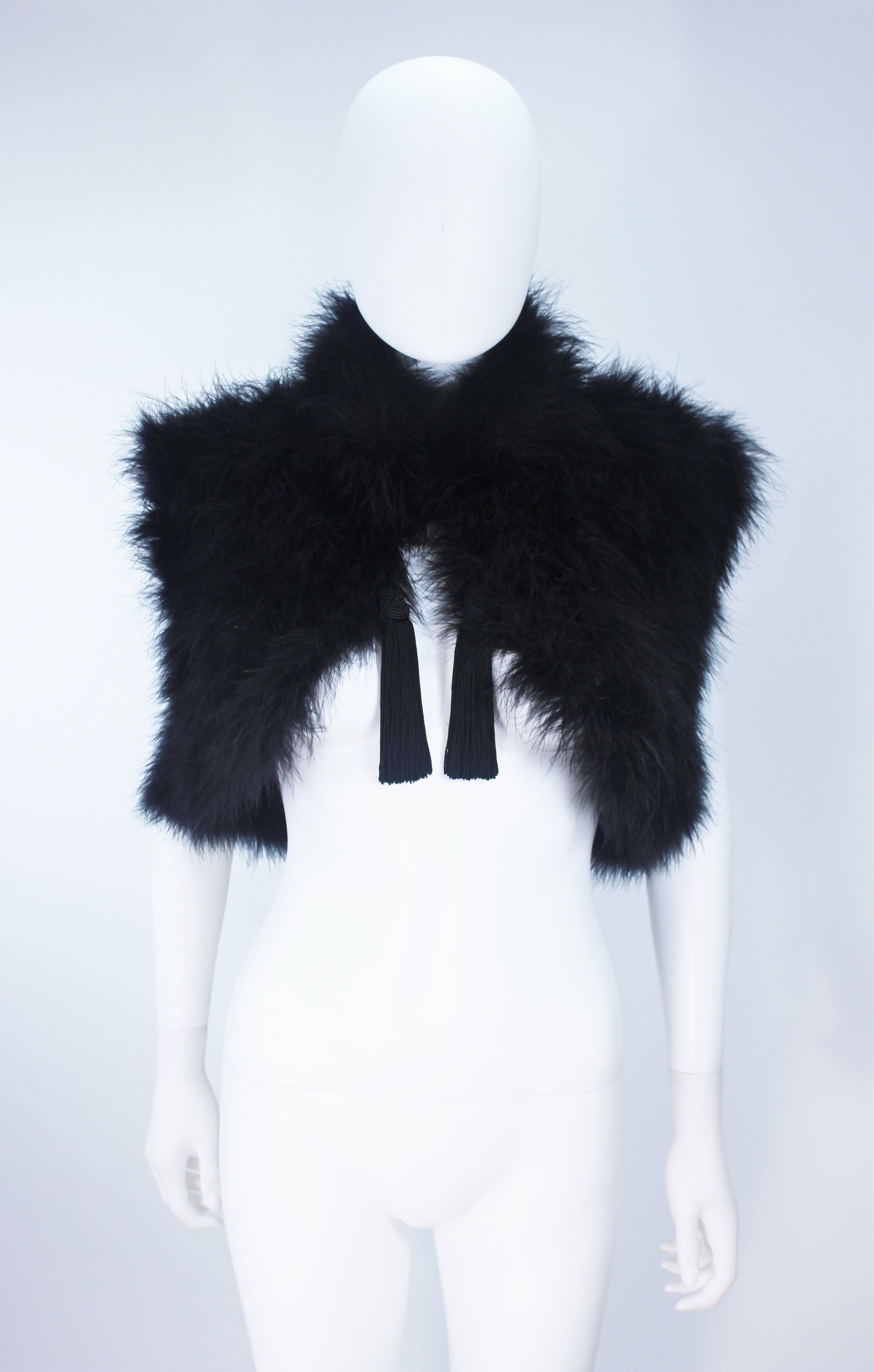 ELIZABETH MASON COUTURE Marabou and Silk Bolero Caplet with Tassels  In New Condition For Sale In Los Angeles, CA