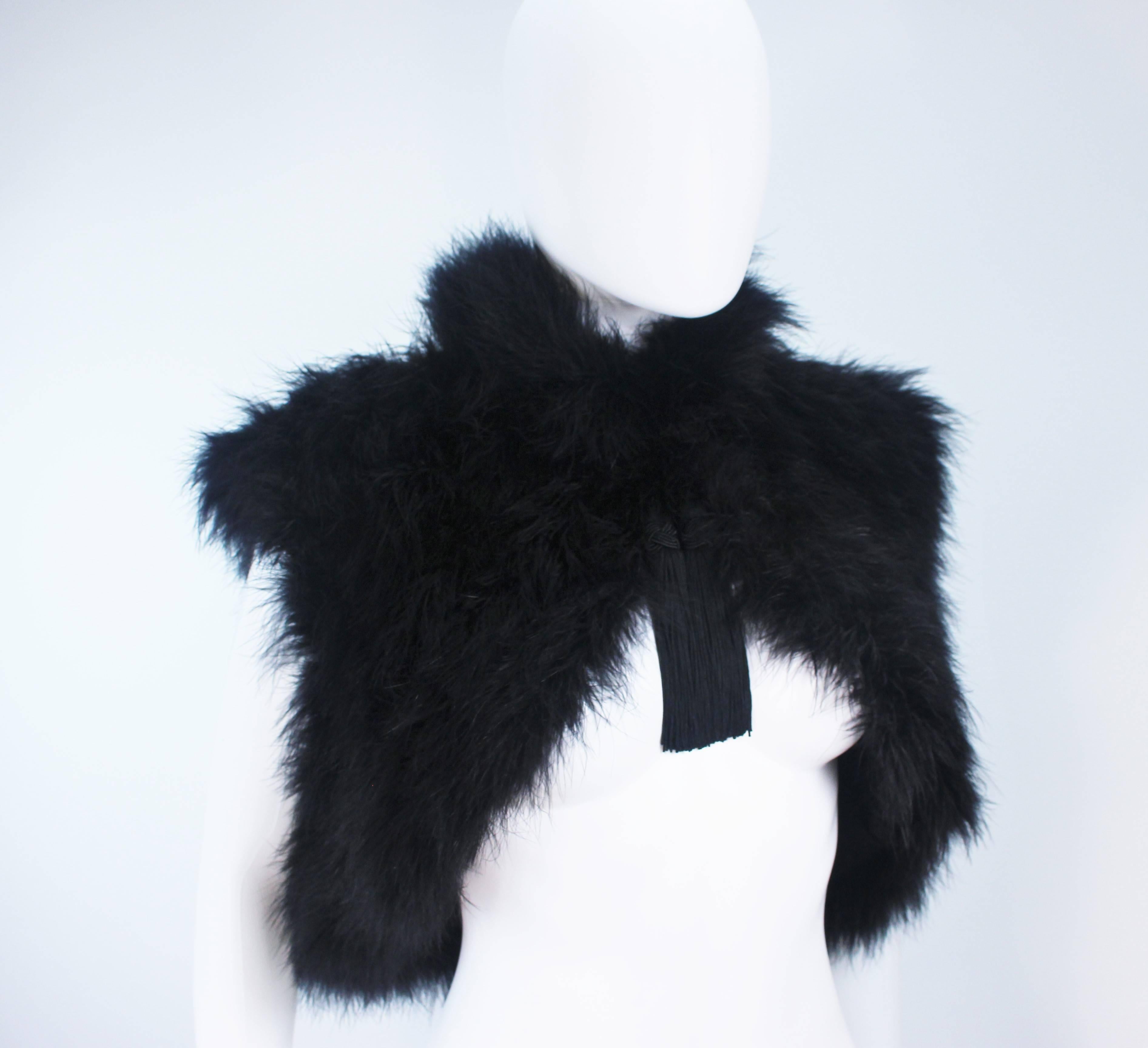 ELIZABETH MASON COUTURE Marabou and Silk Bolero Caplet with Tassels  For Sale 1