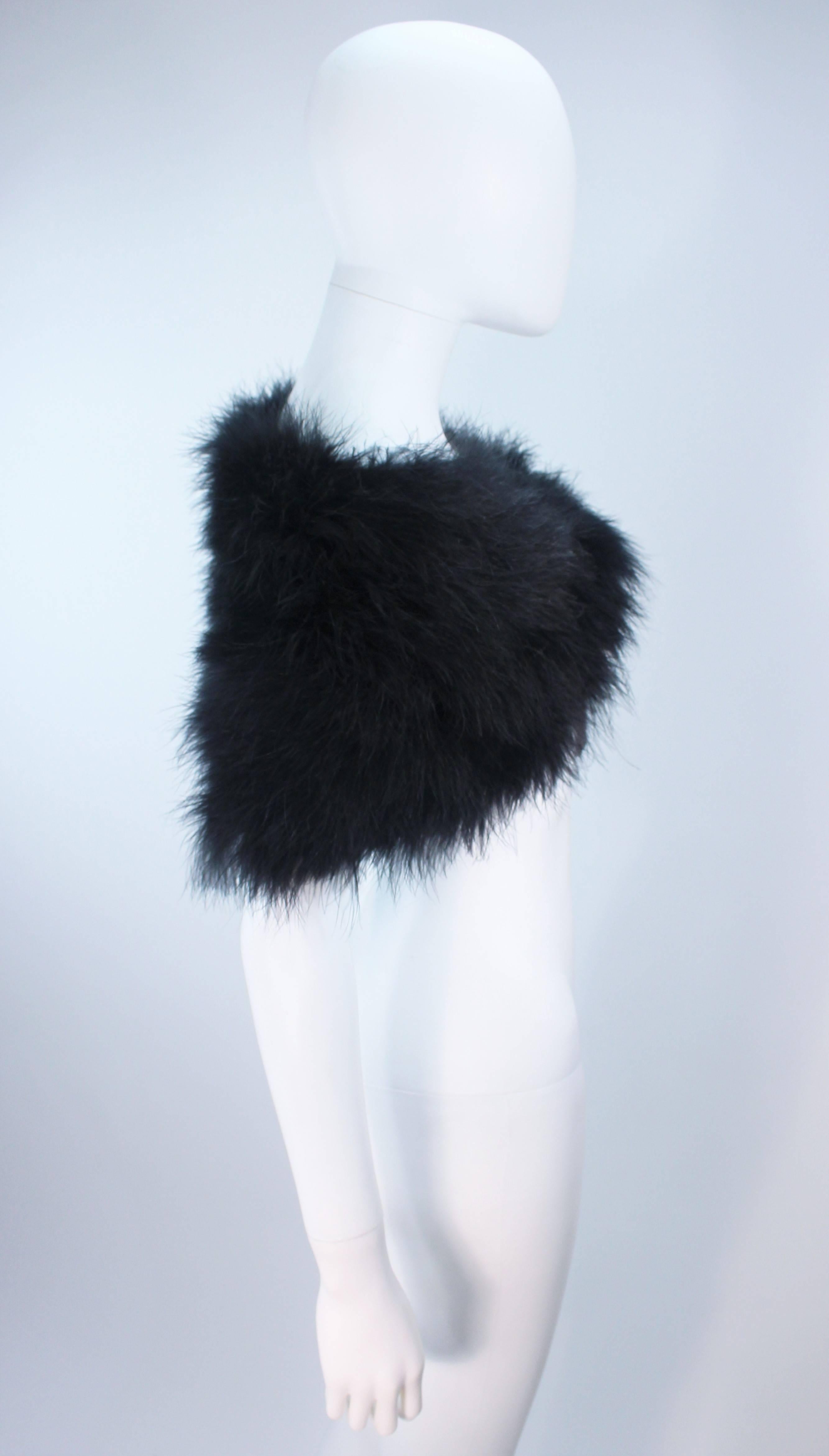 ELIZABETH MASON COUTURE Black Marabou Caplet with Silk Lining and Tassels For Sale 2