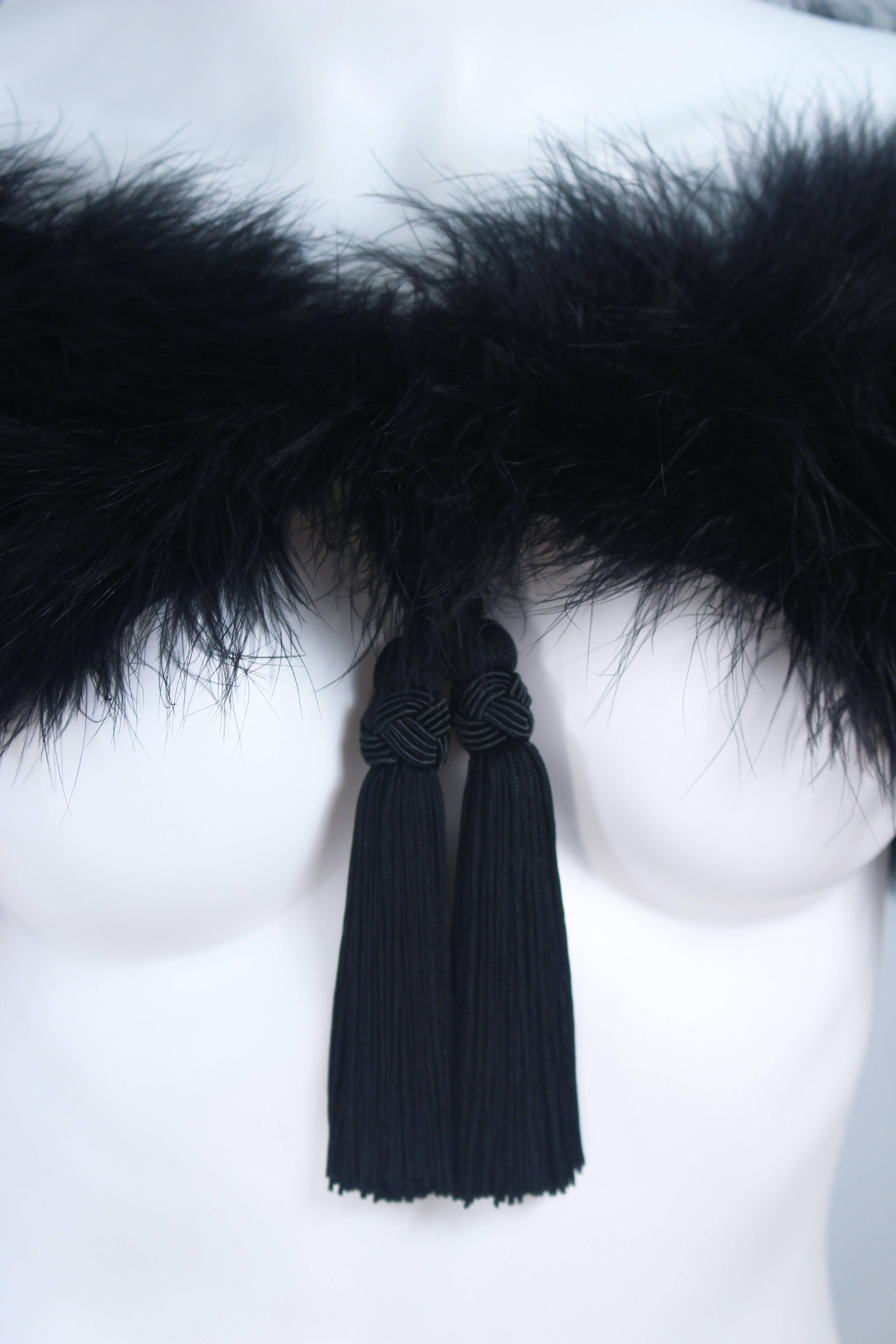 ELIZABETH MASON COUTURE Black Marabou Caplet with Silk Lining and Tassels  For Sale 3