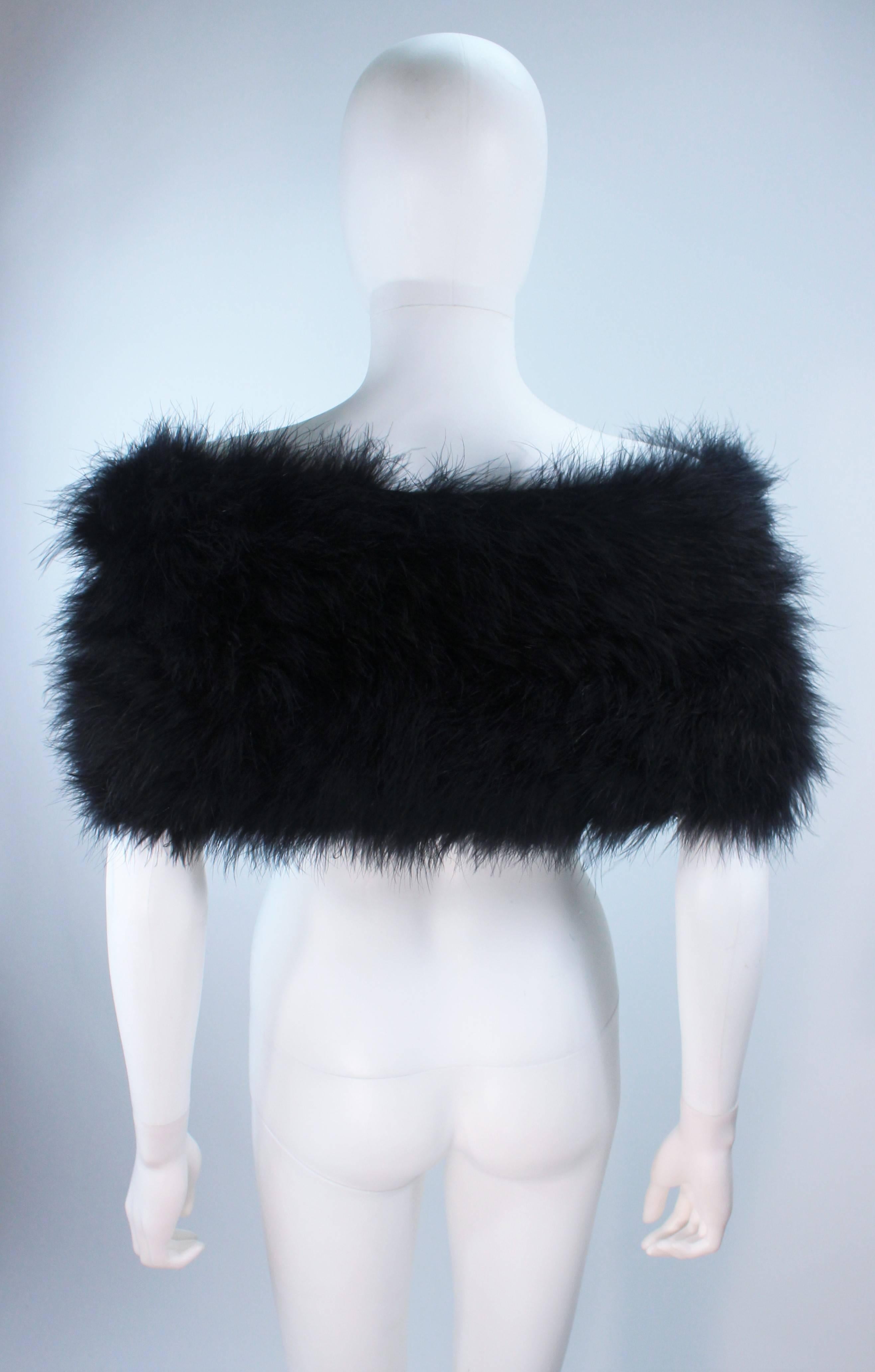 ELIZABETH MASON COUTURE Black Marabou Caplet with Silk Lining and Tassels  For Sale 4