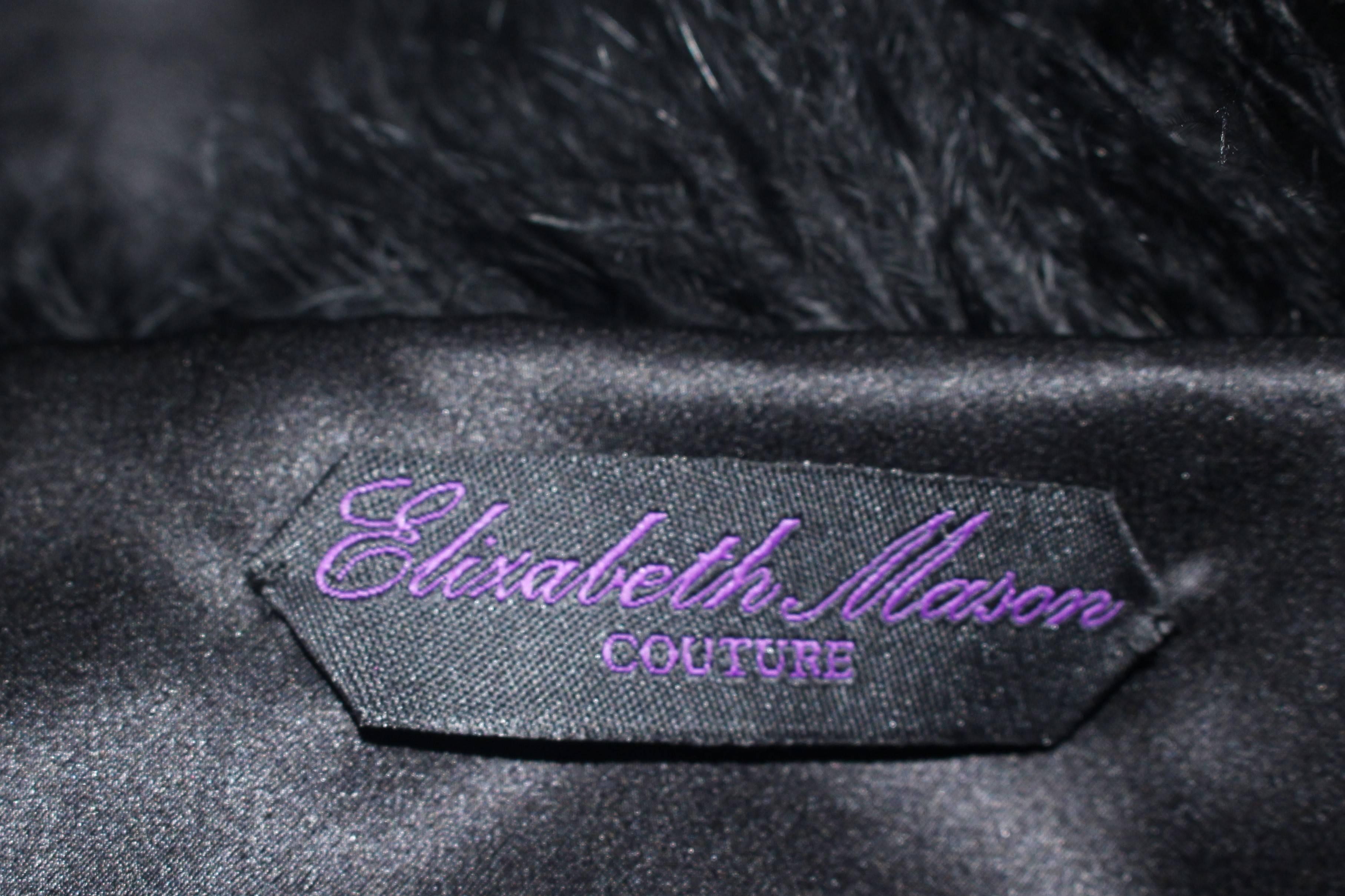 ELIZABETH MASON COUTURE Black Marabou Caplet with Silk Lining and Tassels  For Sale 5