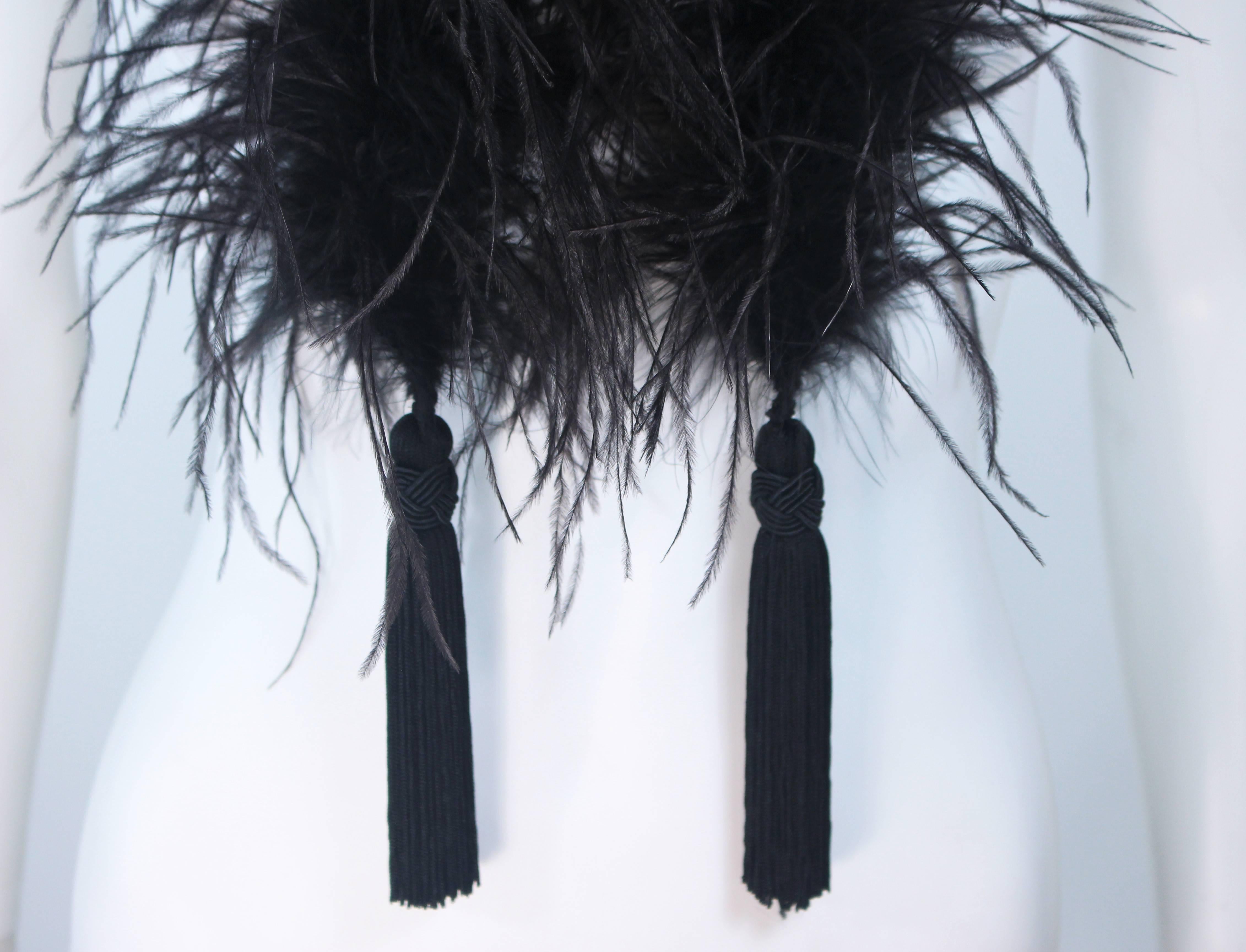 ELIZABETH MASON COUTURE Black Ostrich Tassel Boa 1