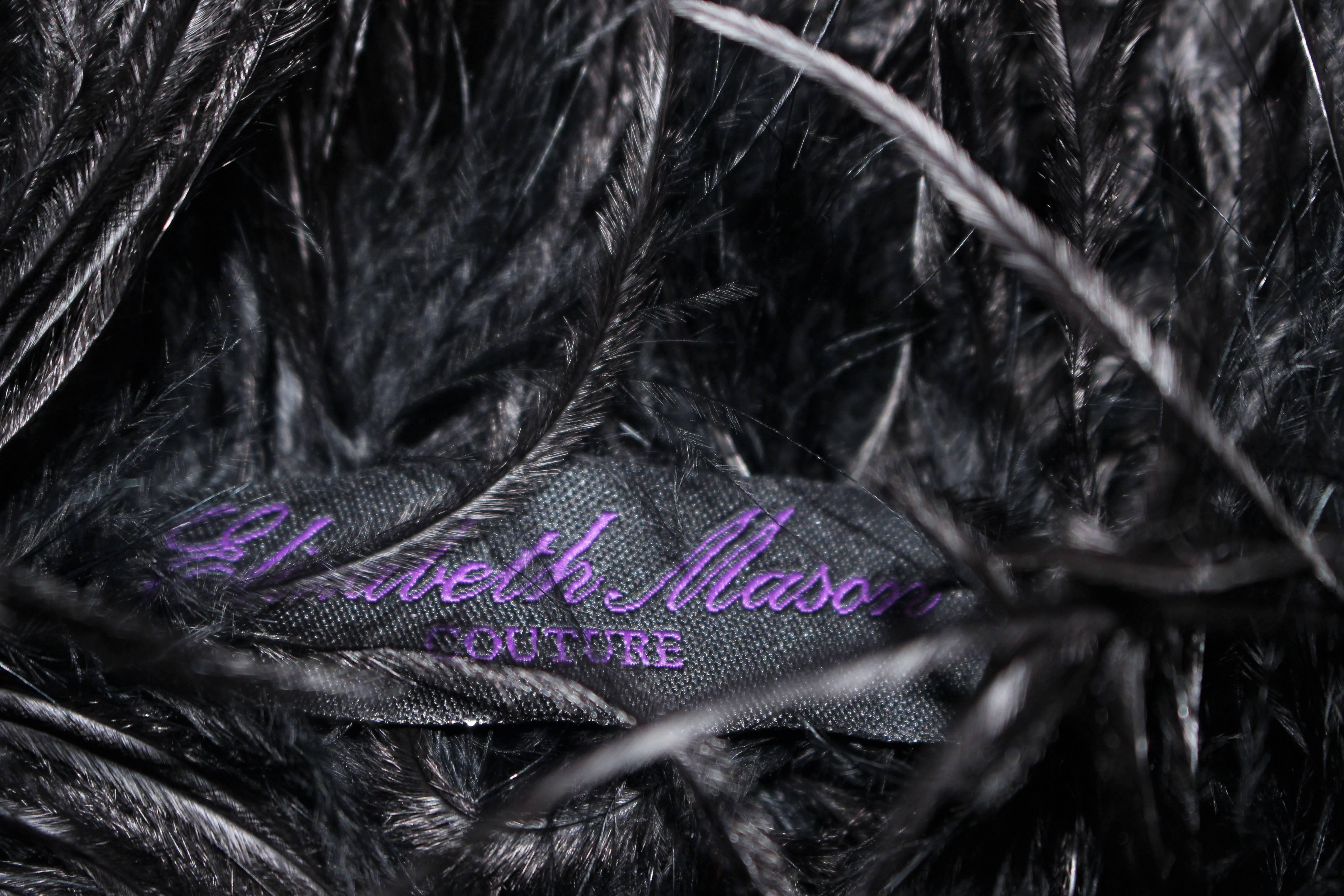 ELIZABETH MASON COUTURE Black Ostrich Tassel Boa 5