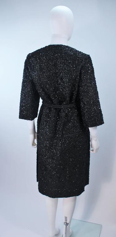HAUTE COUTURE INTERNATIONAL 1960's Black Beaded Sequin Coat with Belt ...