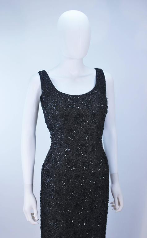 HAUTE COUTURE INTERNATIONAL 1960's Black Beaded and Sequin Lace Gown ...