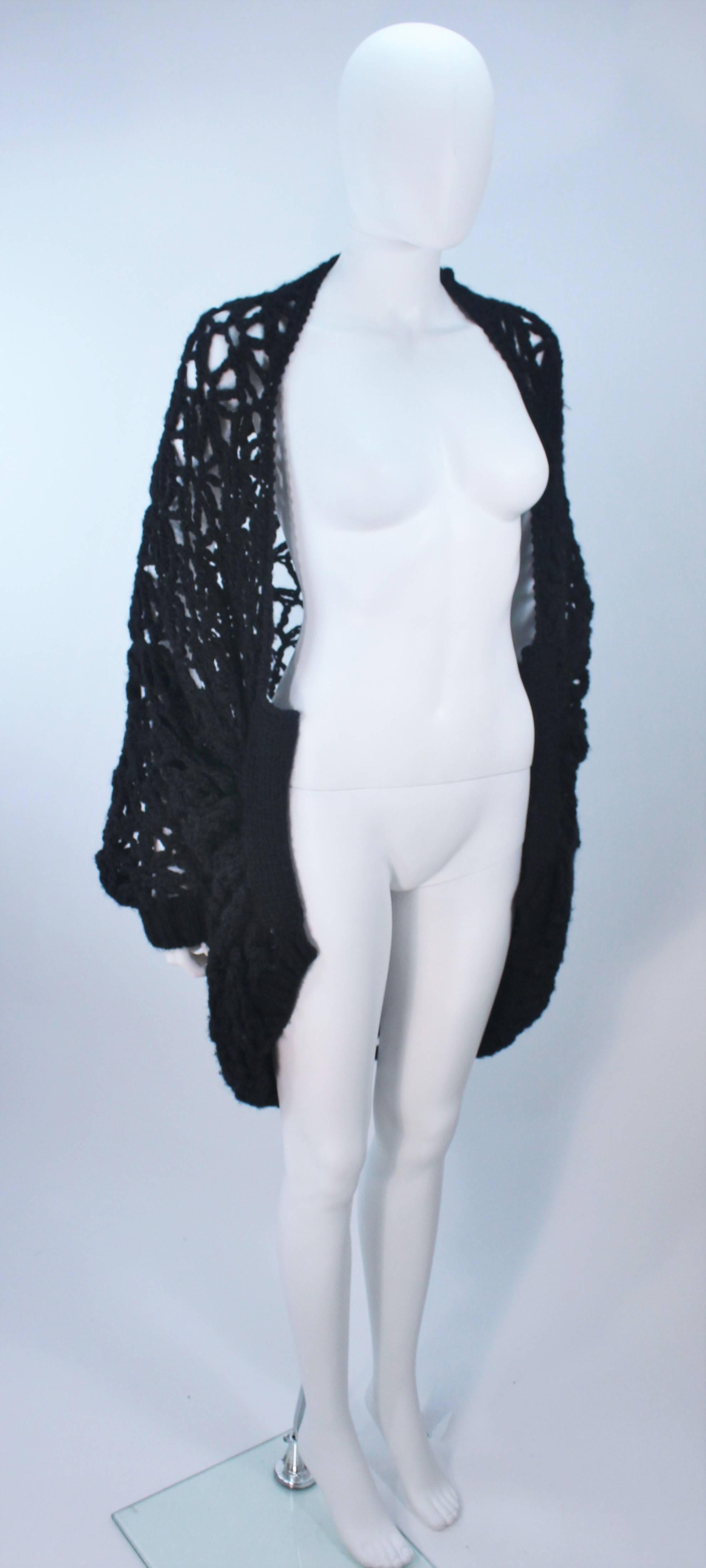 YOHJI YAMAMOTO Black Wide Knit Cardigan Size Small Medium For Sale 1