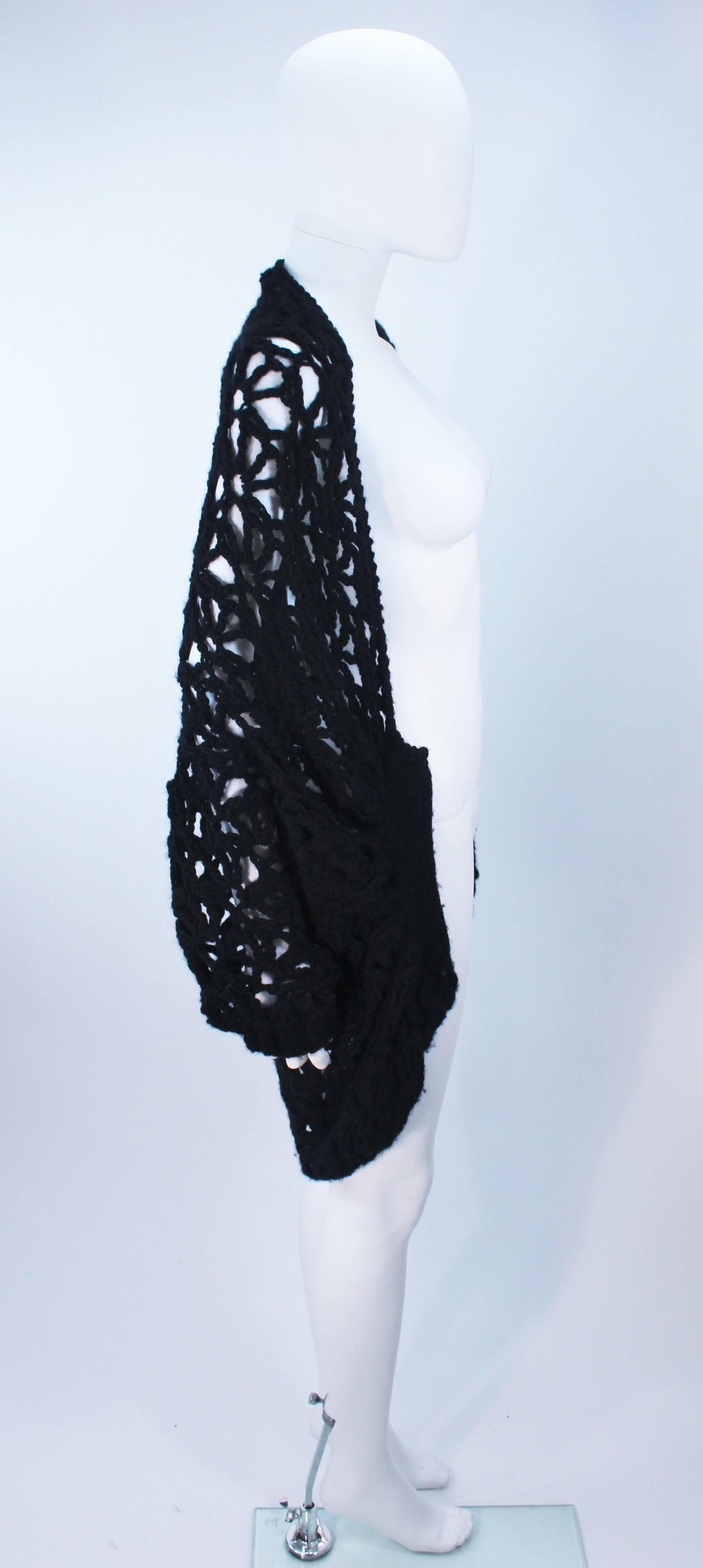 YOHJI YAMAMOTO Black Wide Knit Cardigan Size Small Medium For Sale 3