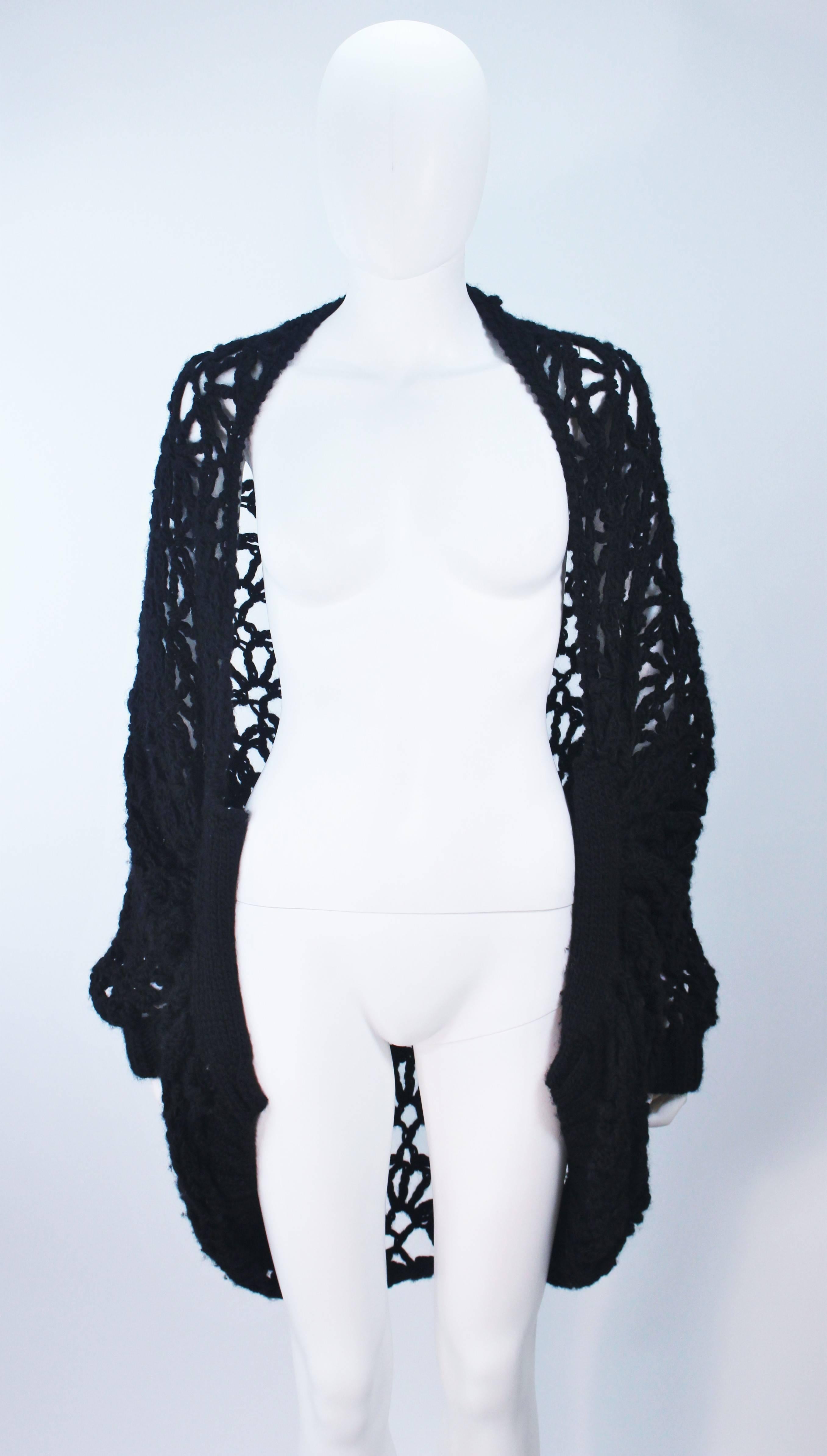 YOHJI YAMAMOTO Black Wide Knit Cardigan Size Small Medium In Excellent Condition For Sale In Los Angeles, CA