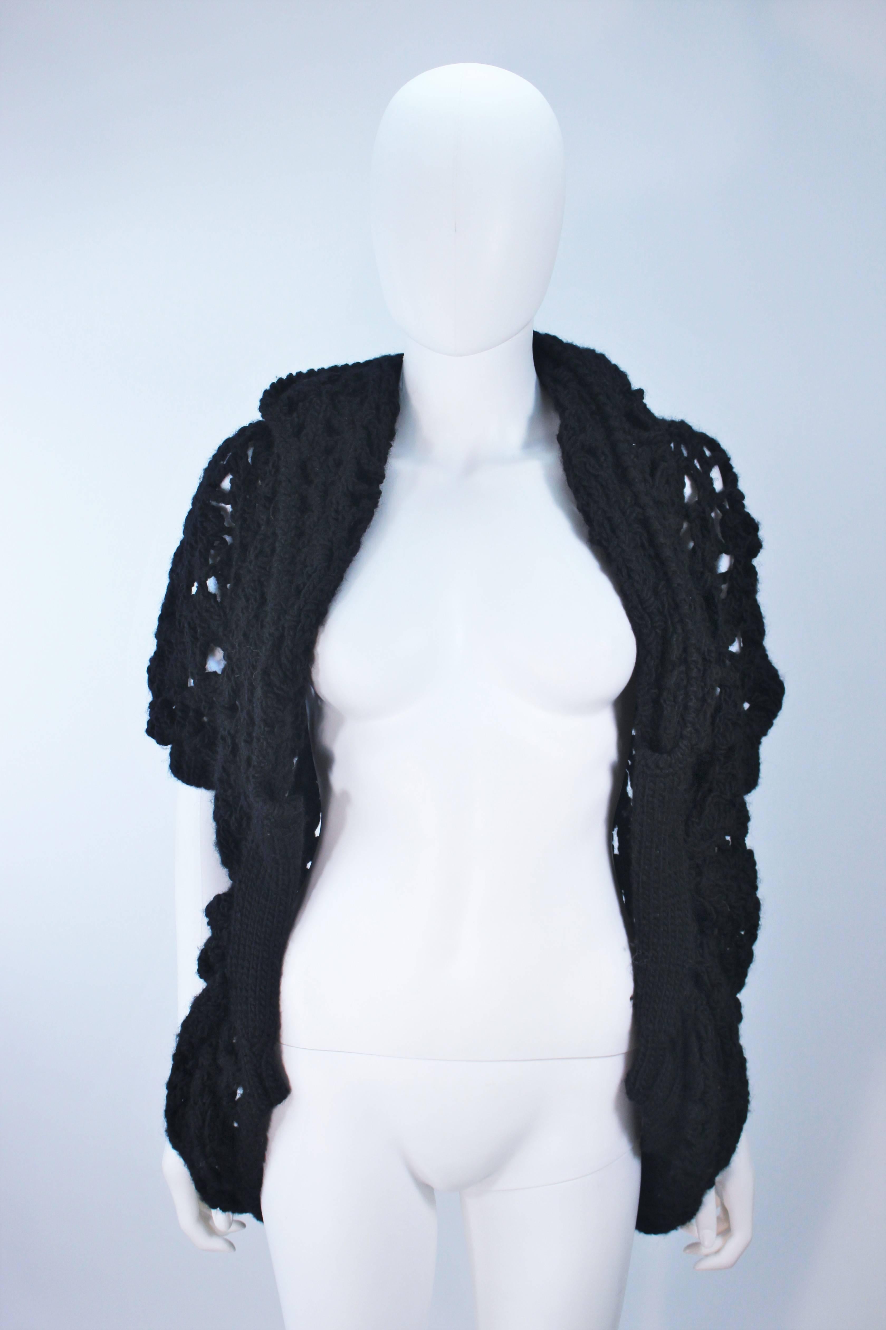 Women's YOHJI YAMAMOTO Black Wide Knit Cardigan Size Small Medium For Sale