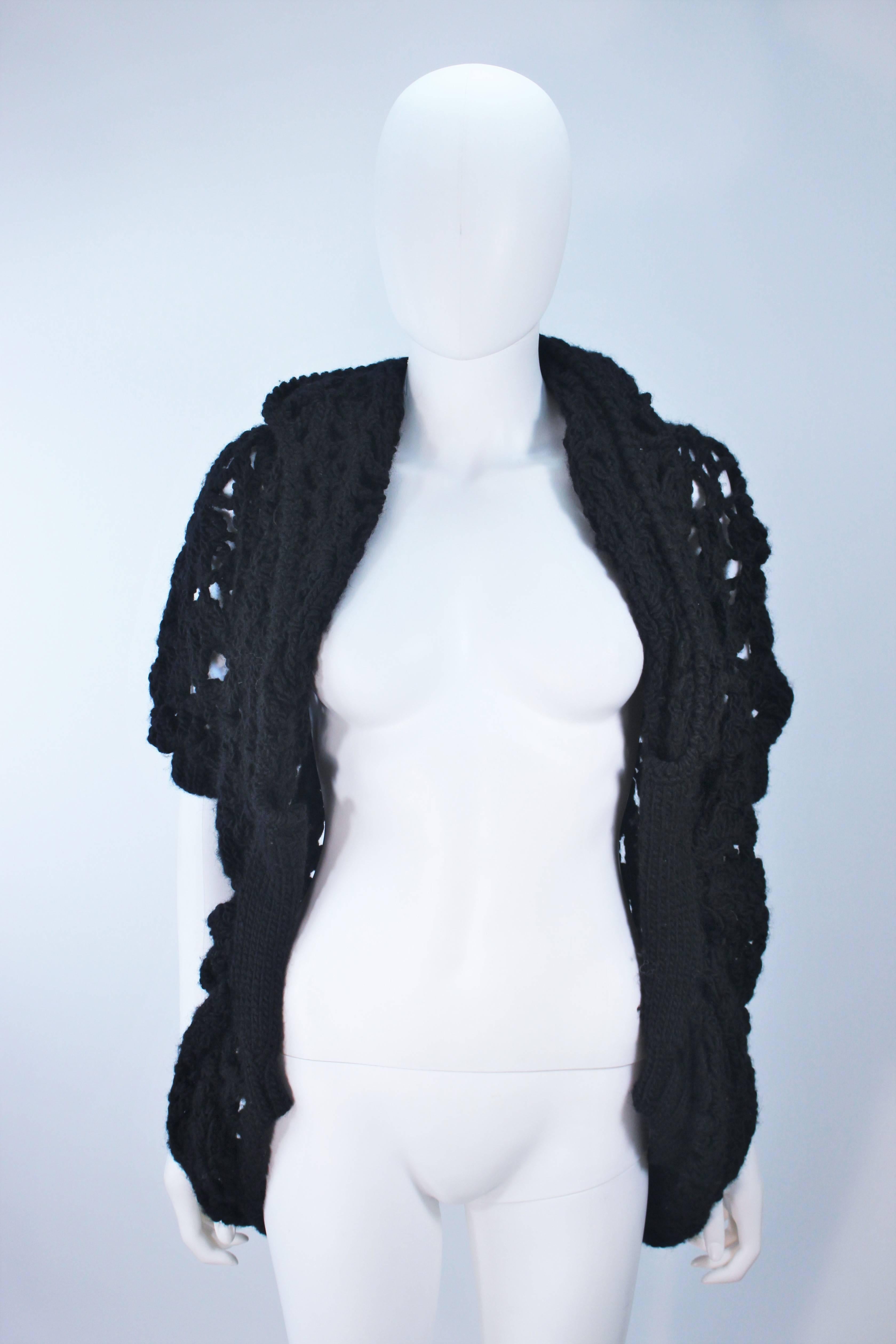 Cardigan en tricot large noir YOHJI YAMAMOTO, Taille Small Medium Excellent état - En vente à Los Angeles, CA