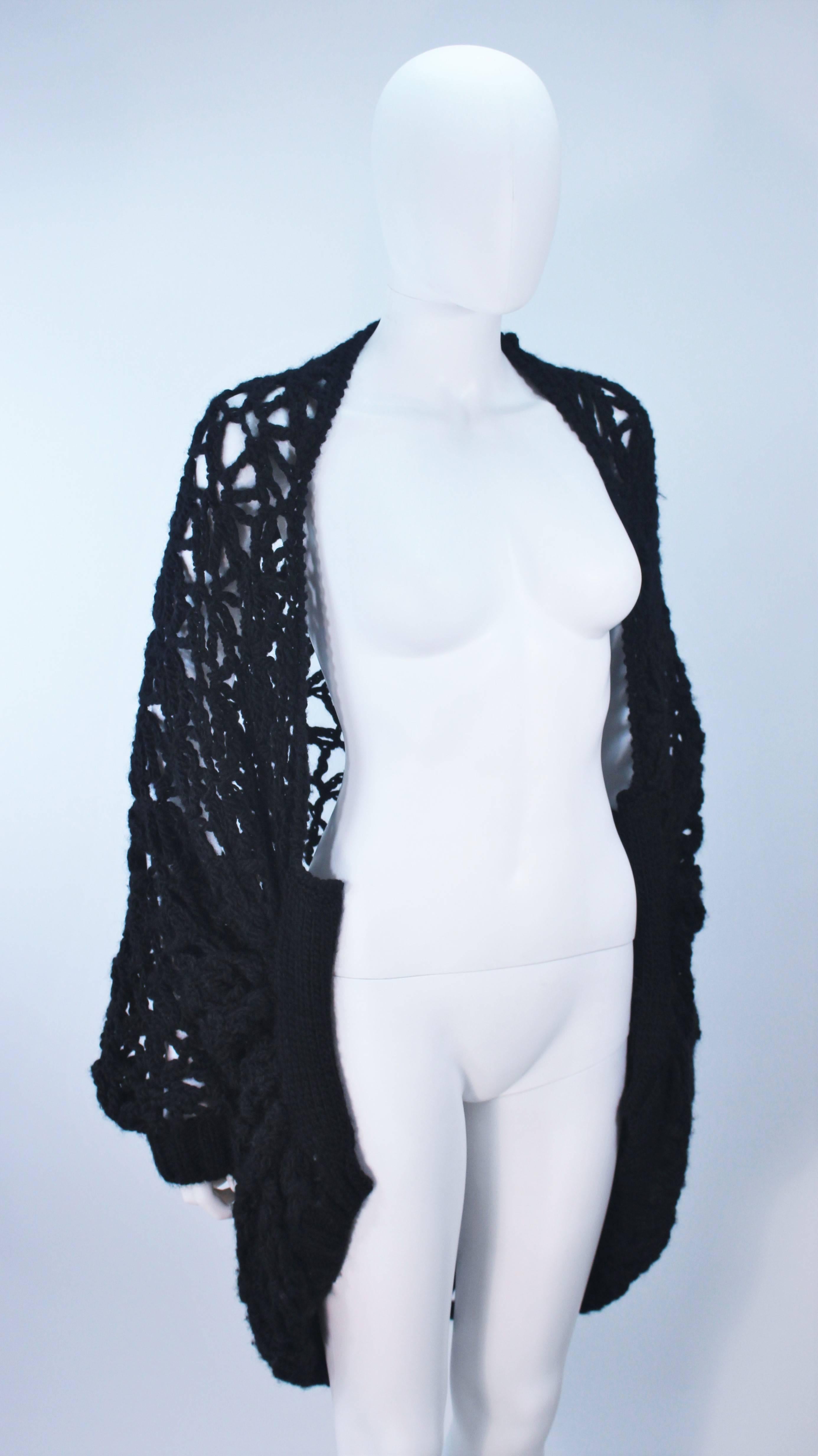 YOHJI YAMAMOTO Black Wide Knit Cardigan Size Small Medium For Sale 2