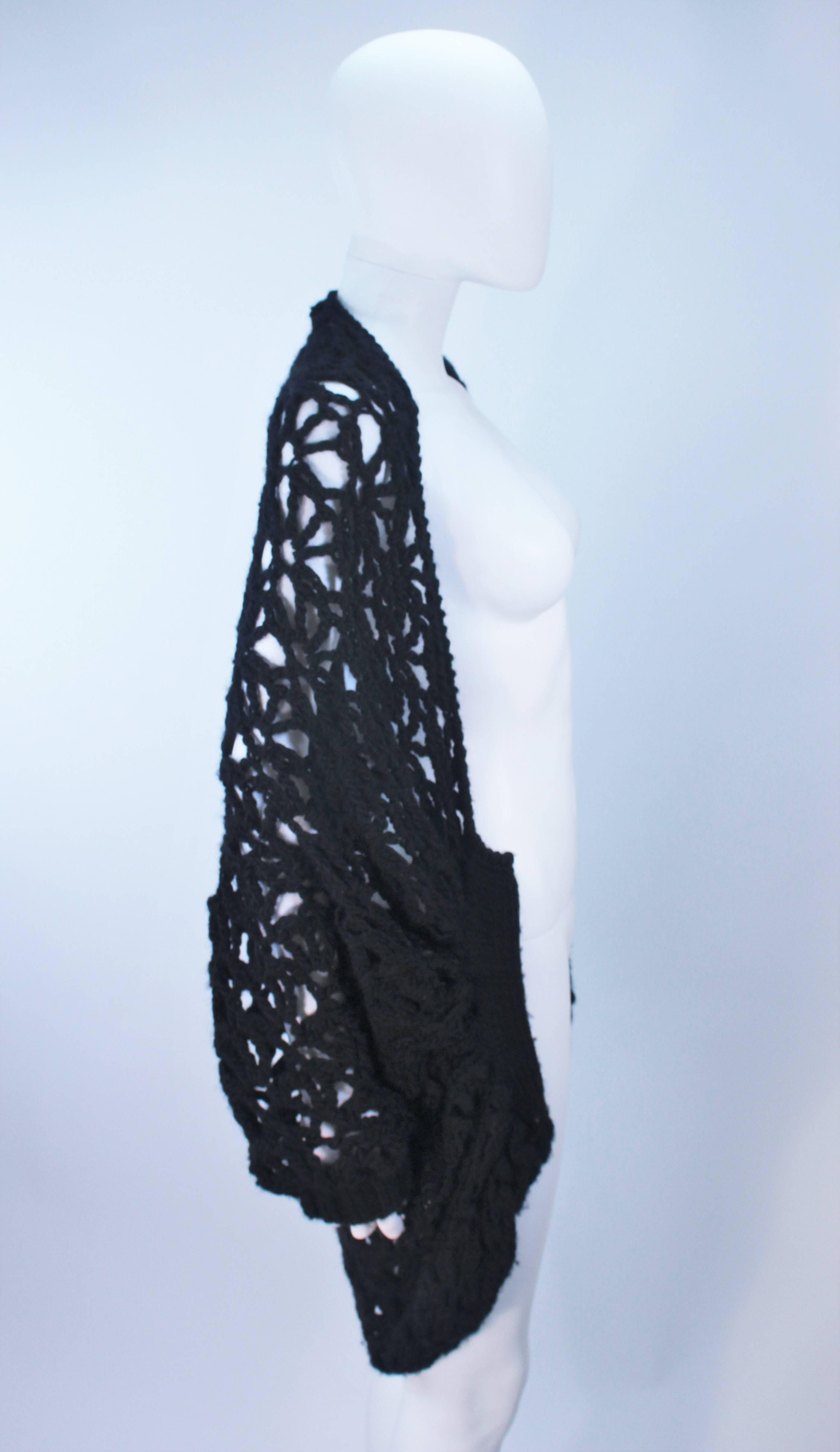 YOHJI YAMAMOTO Black Wide Knit Cardigan Size Small Medium For Sale 4