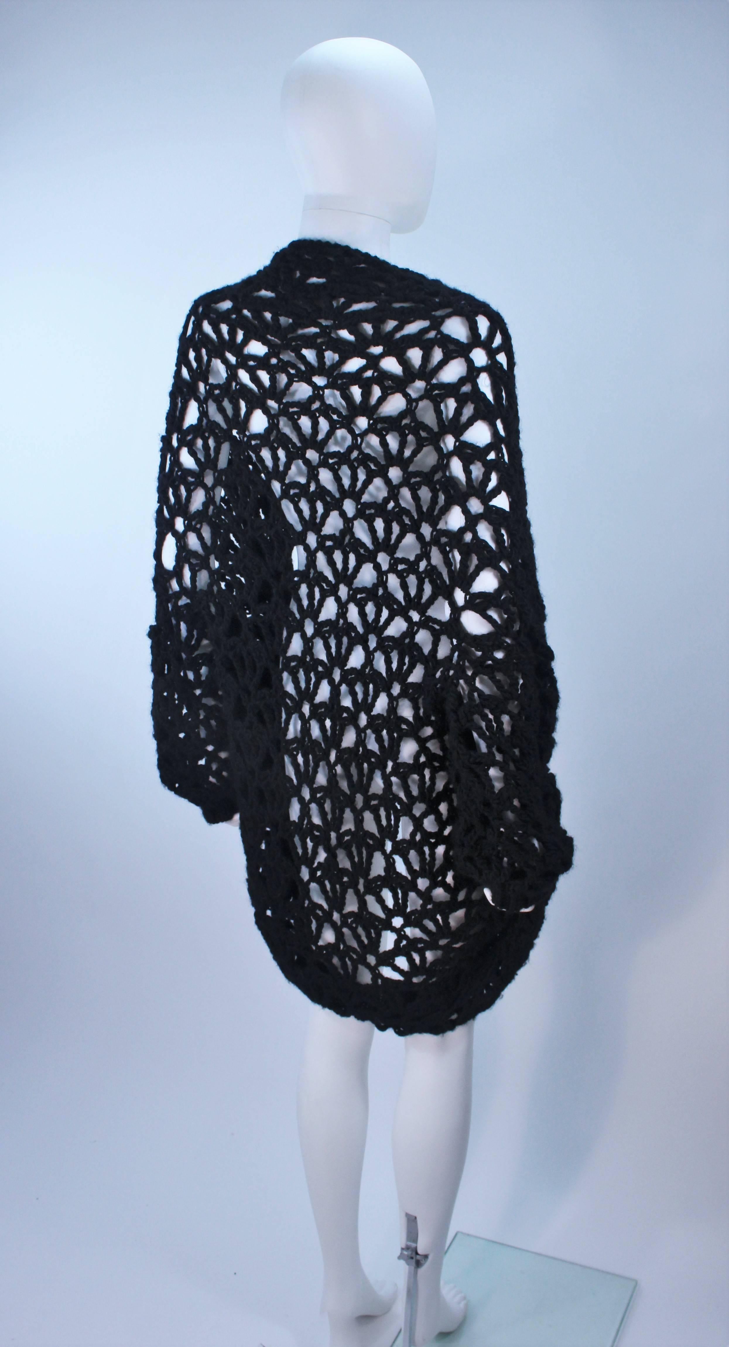 YOHJI YAMAMOTO Black Wide Knit Cardigan Size Small Medium For Sale 5
