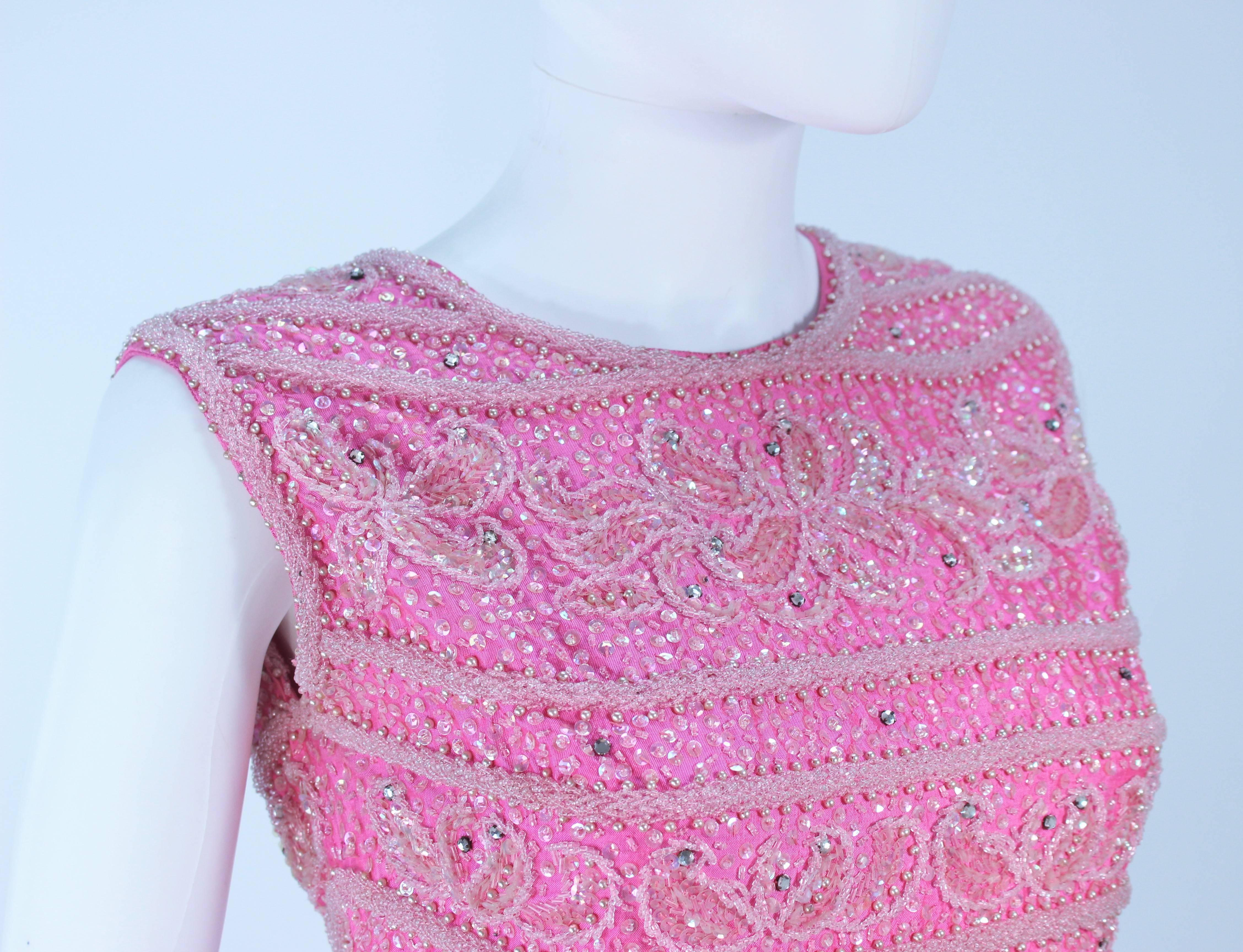 1960's Pink Beaded Zip Back Blouse Size 6 8 1