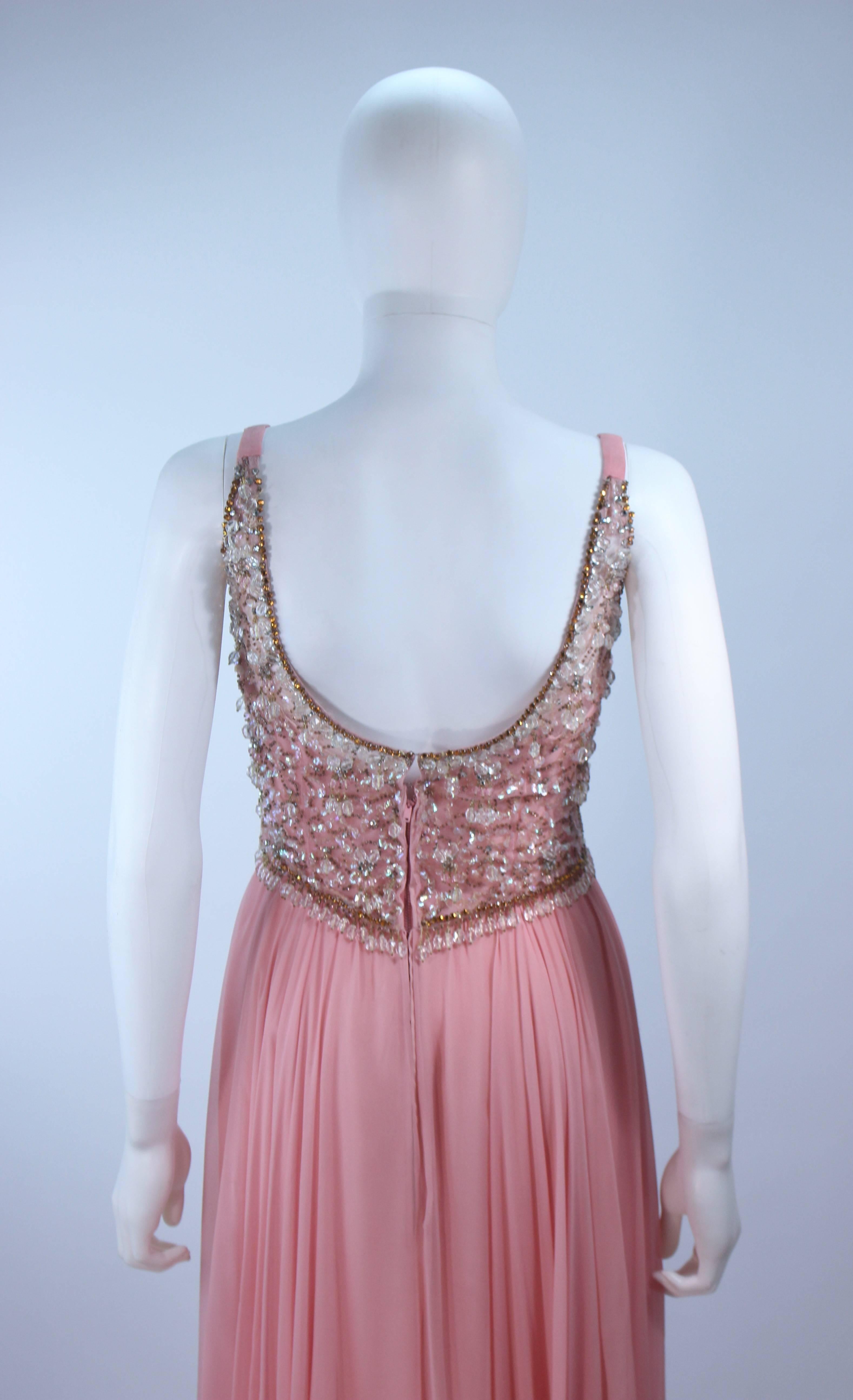 1960's Pink Gown with Embellished bodice and Jersey Skirt Size 2 For Sale 4