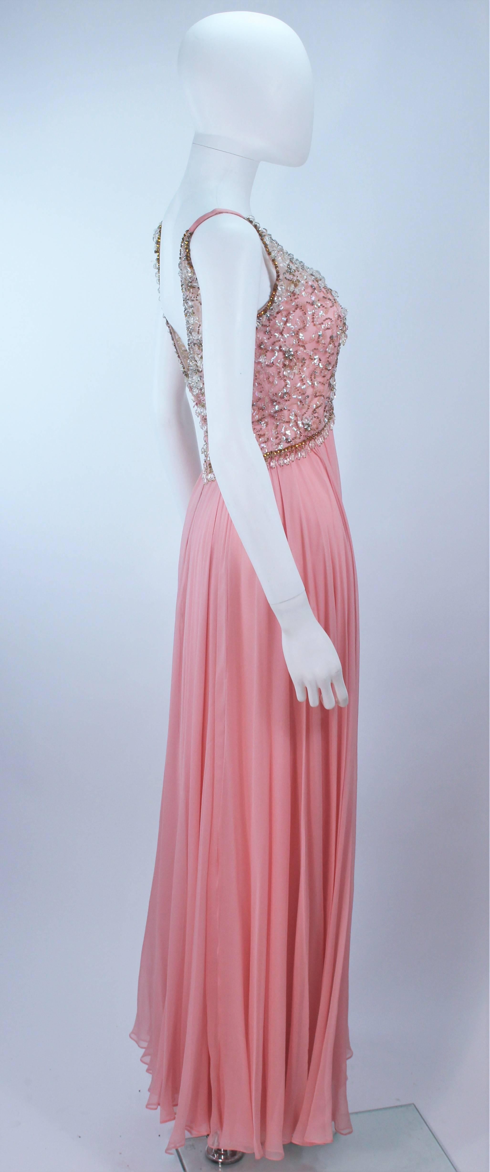 1960's Pink Gown with Embellished bodice and Jersey Skirt Size 2 For Sale 2