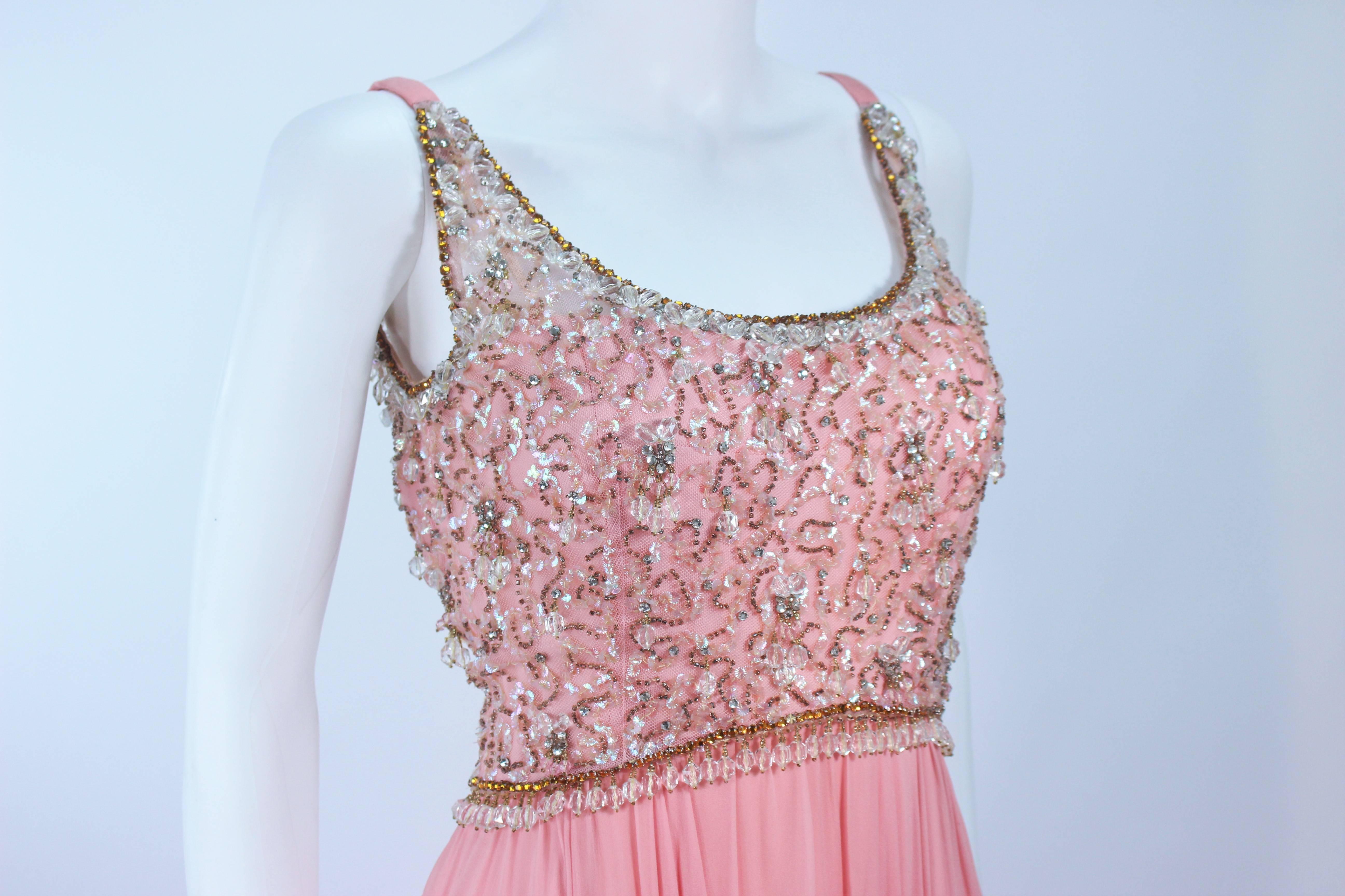 1960's Pink Gown with Embellished bodice and Jersey Skirt Size 2 For Sale 1