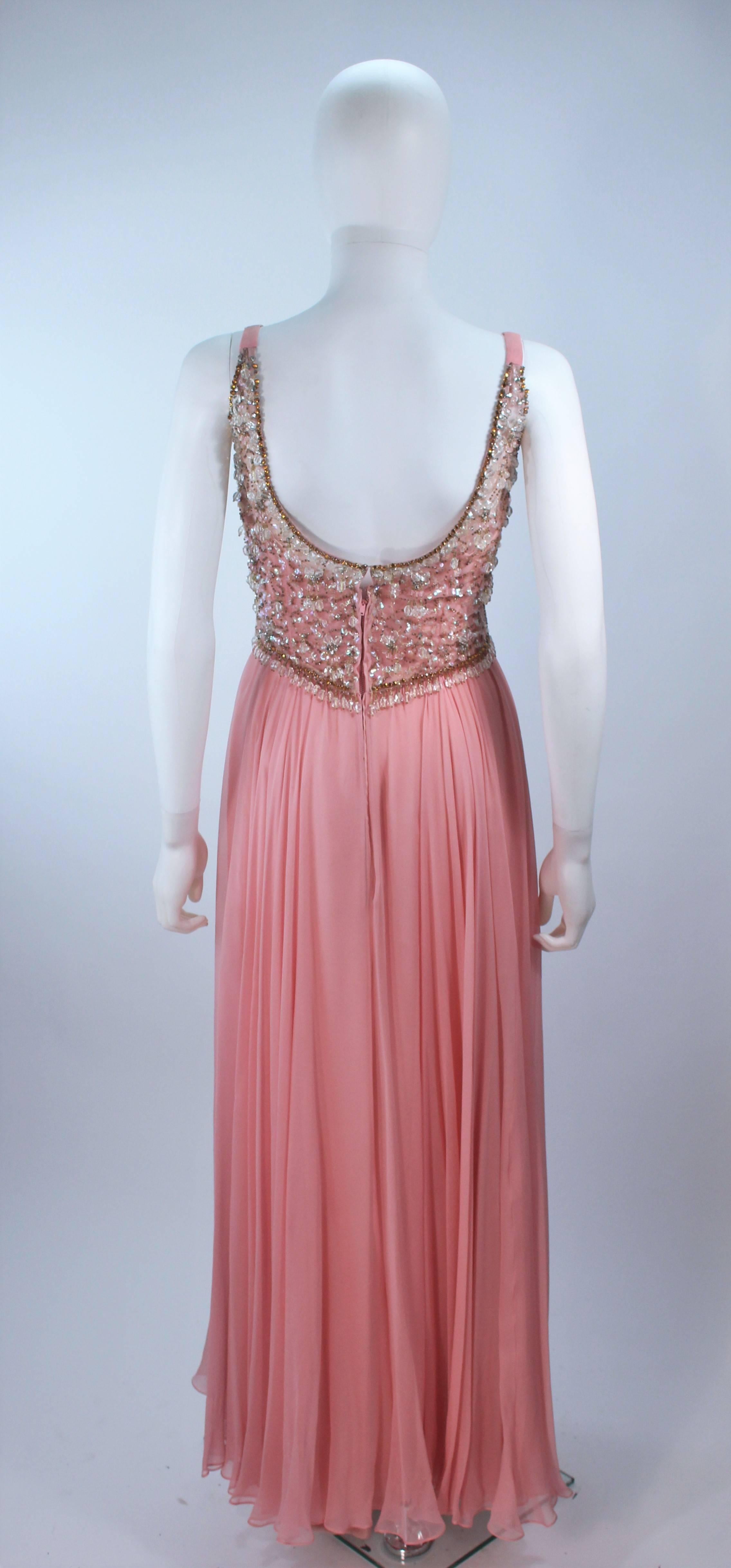1960's Pink Gown with Embellished bodice and Jersey Skirt Size 2 For Sale 3
