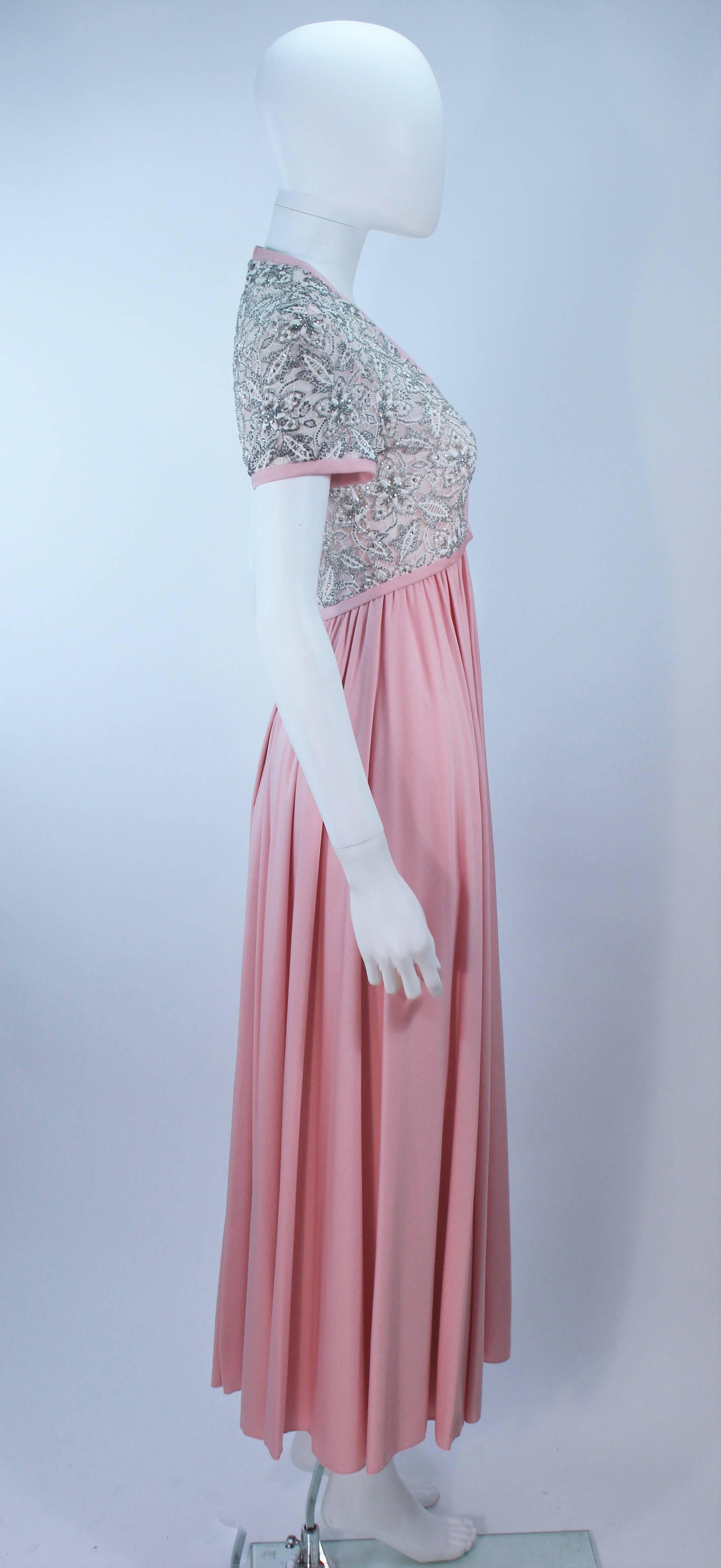 Women's VICTORIA ROYAL Pink Gown with Beaded Bodice and Jersey Skirt Size 2 4 For Sale