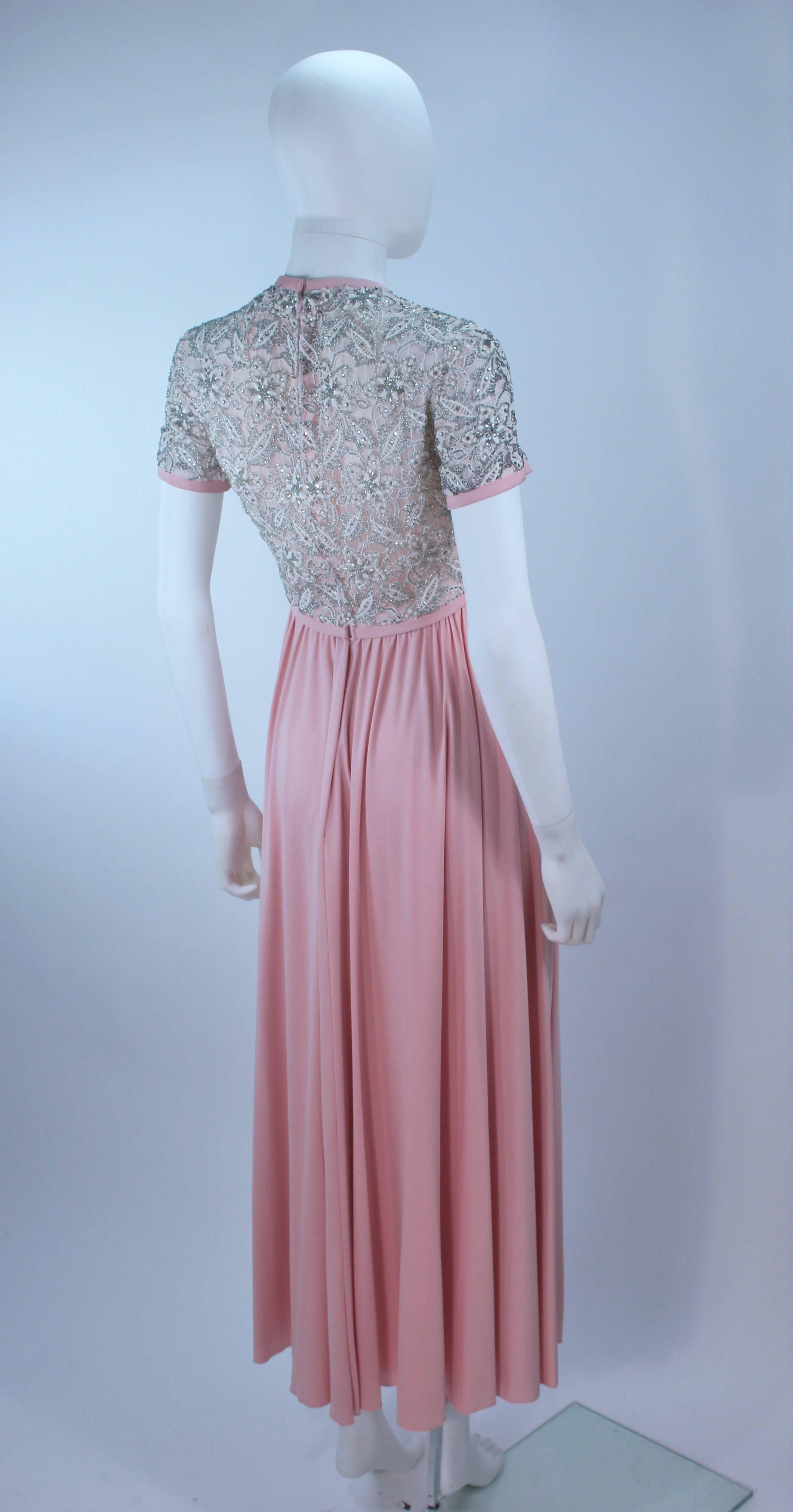 VICTORIA ROYAL Pink Gown with Beaded Bodice and Jersey Skirt Size 2 4 For Sale 1