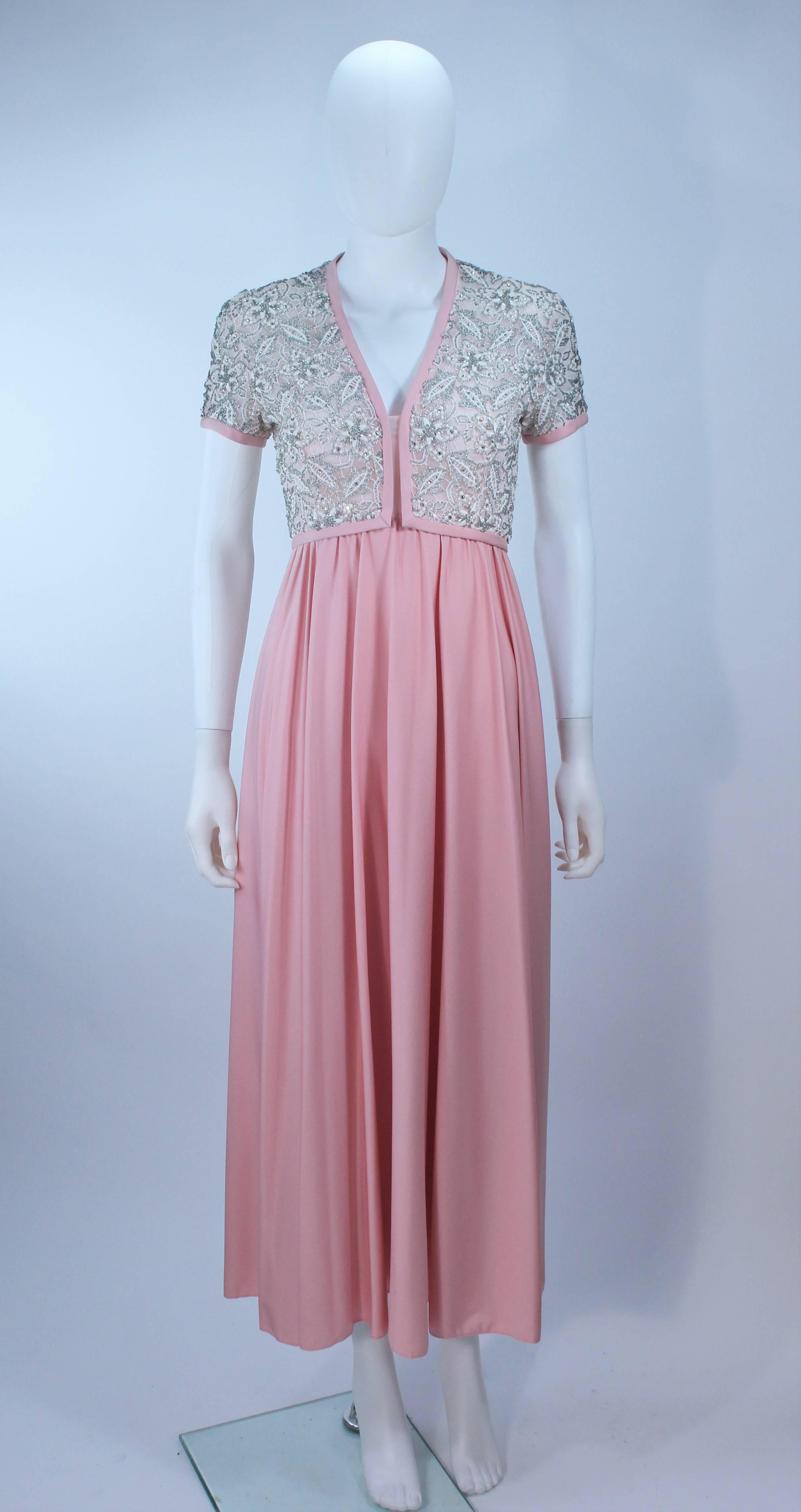 VICTORIA ROYAL Pink Gown with Beaded Bodice and Jersey Skirt Size 2 4 ...