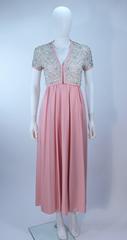 VICTORIA ROYAL Pink Gown with Beaded Bodice and Jersey Skirt Size 2 4