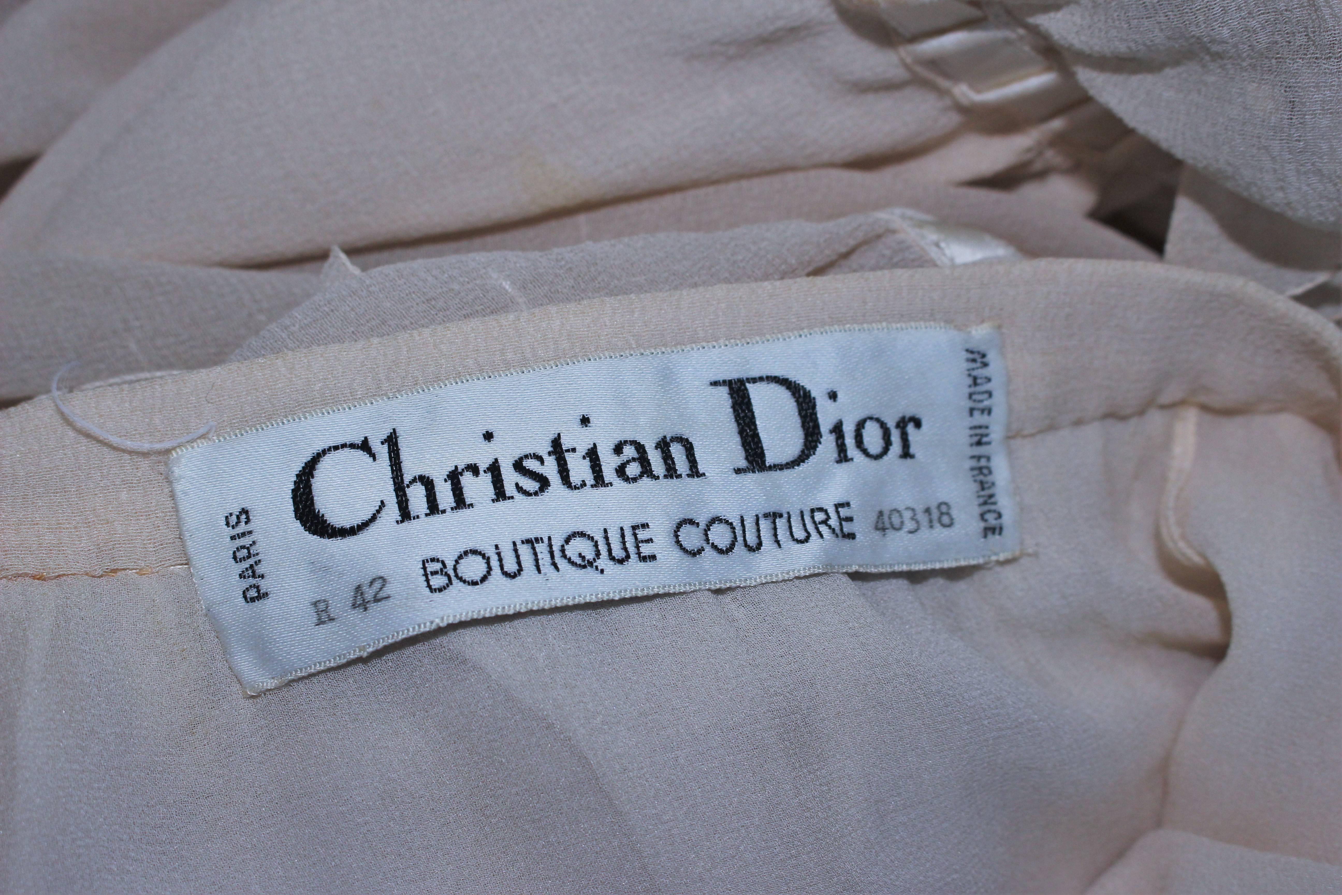 CHRISTIAN DIOR COUTURE Betsy Bloomingdale Silk Chiffon Skirt & Blouse Set Size 2 For Sale 4
