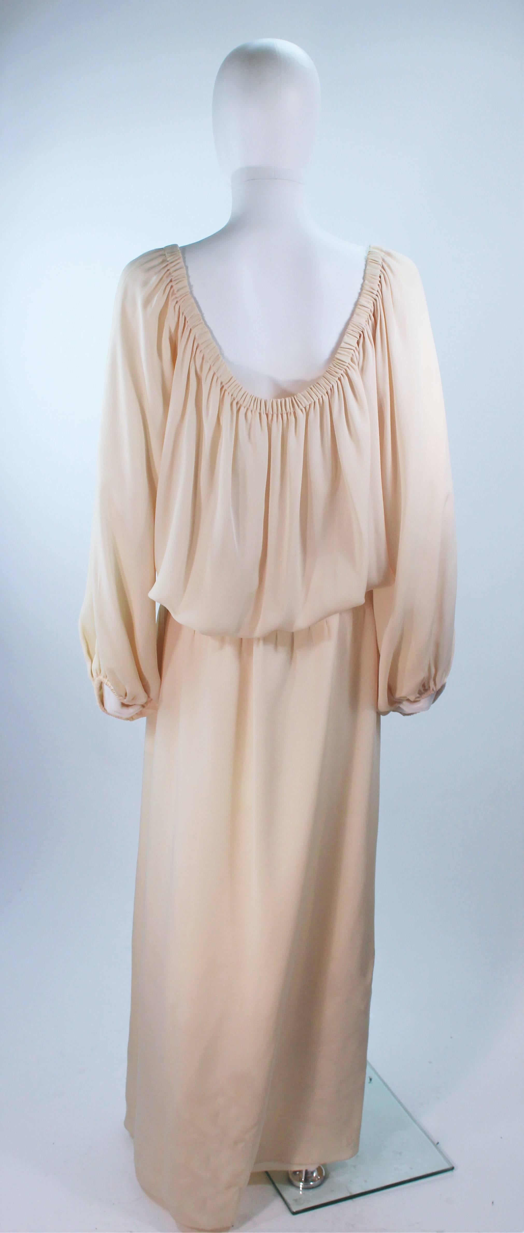 Women's CHRISTIAN DIOR COUTURE Provenance Betsy Bloomingdale Nude Silk Chiffon Gown  For Sale
