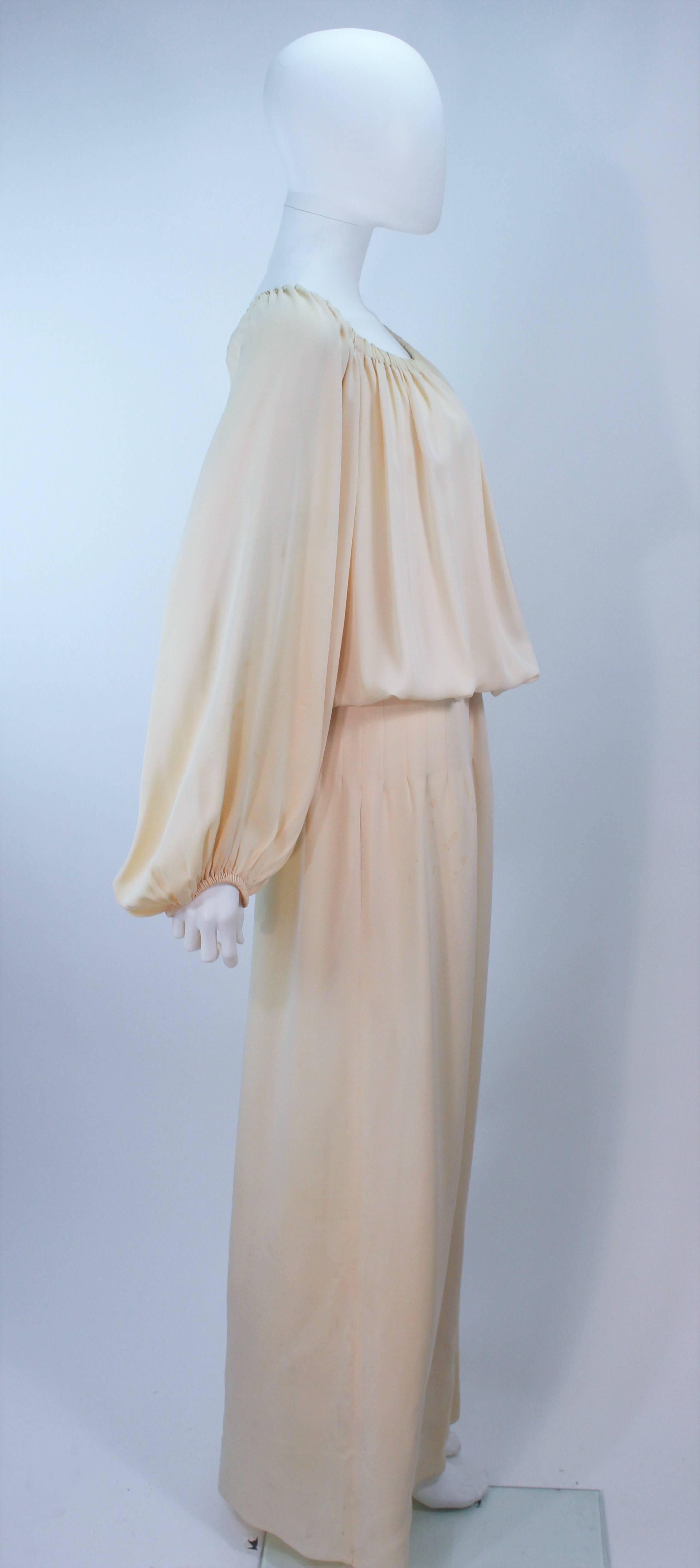 Gray CHRISTIAN DIOR COUTURE Provenance Betsy Bloomingdale Nude Silk Chiffon Gown  For Sale