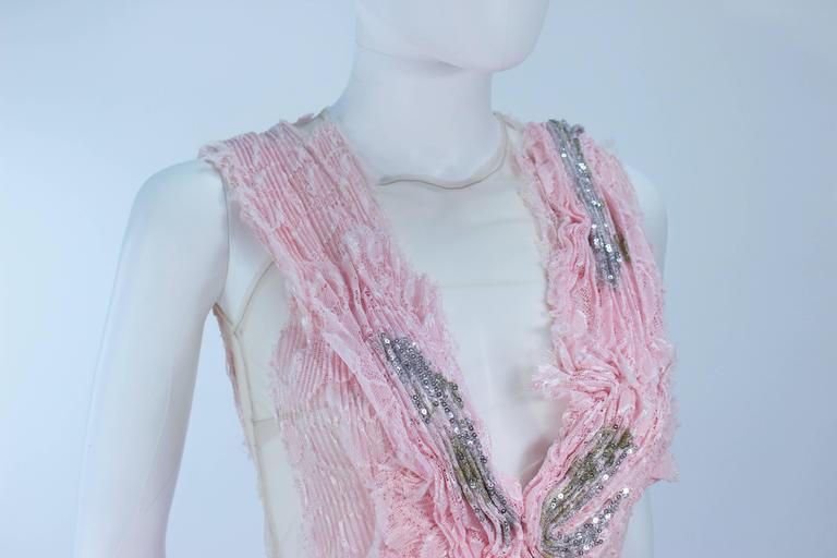 MORALES Sheer Pink Applique Cocktail Dress with Sequins Size 2 For Sale ...
