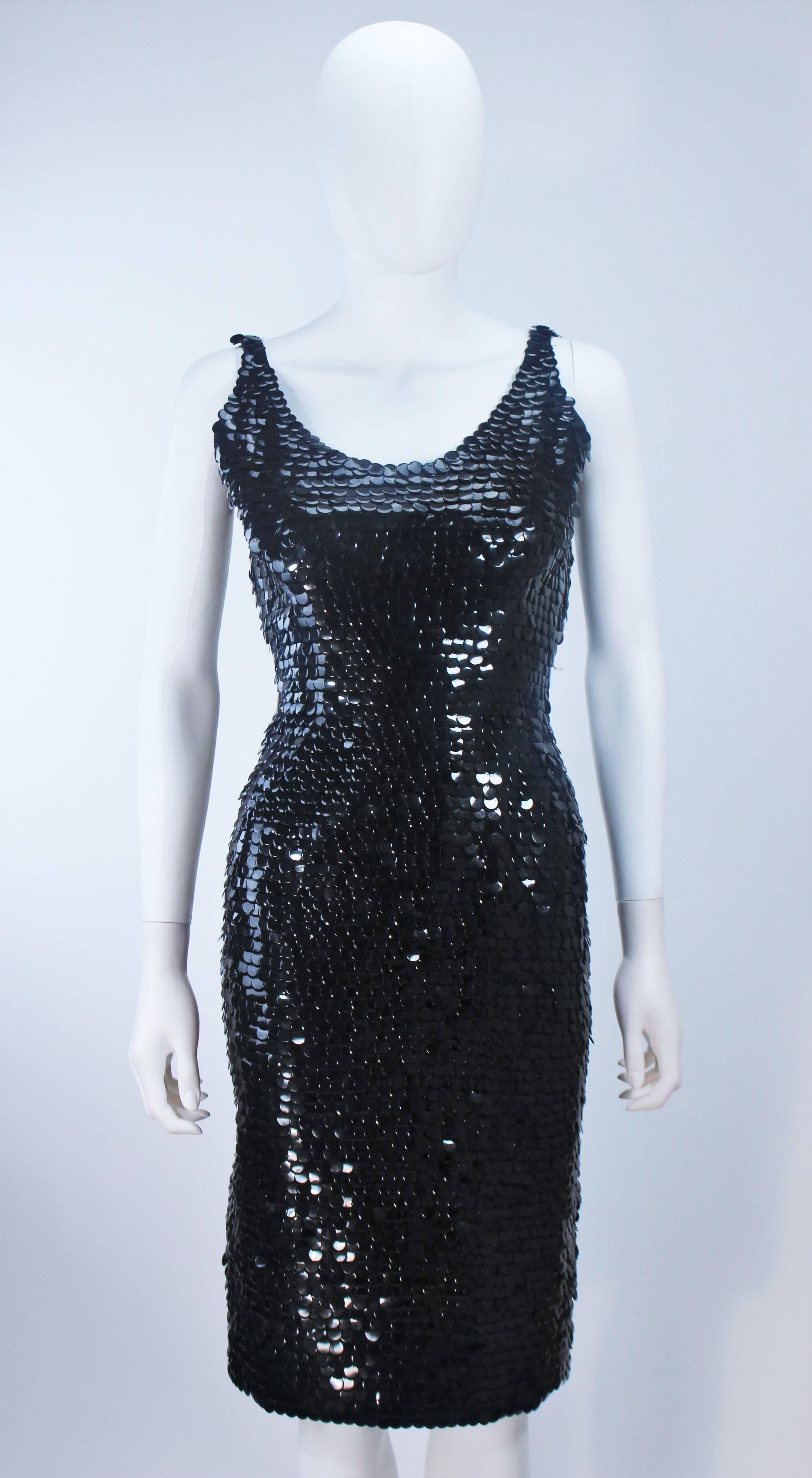 Women's 1960s Black Plastic Sequin Cocktail Dress Size 6 For Sale